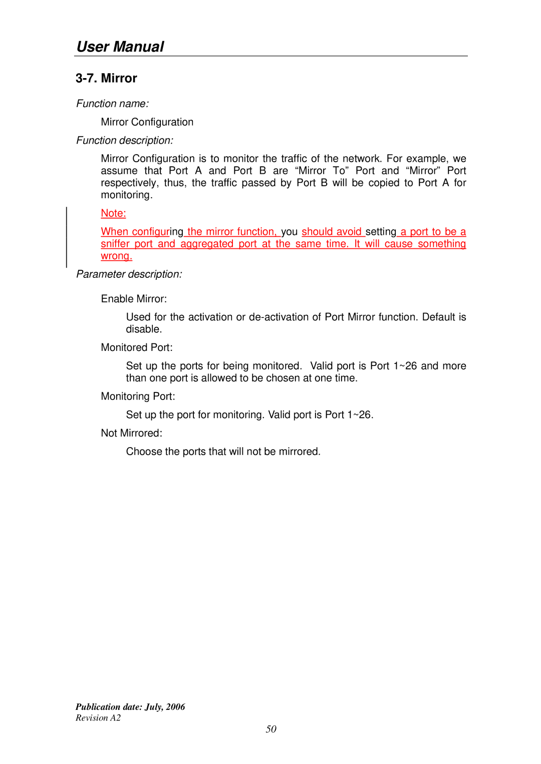 Edimax Technology ES-5224RS+ user manual Mirror 