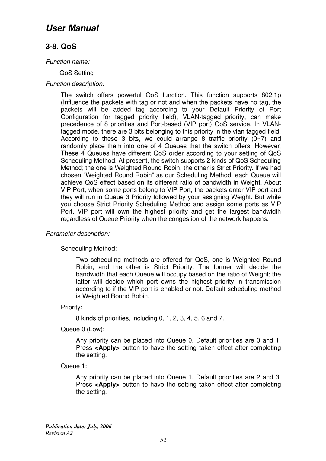 Edimax Technology ES-5224RS+ user manual QoS 