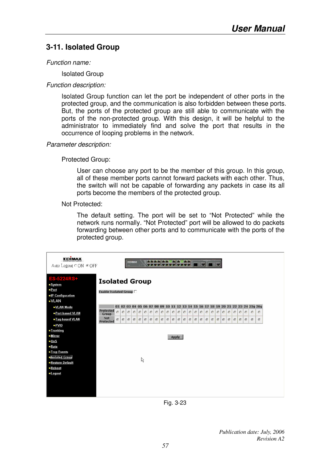 Edimax Technology ES-5224RS+ user manual Isolated Group 