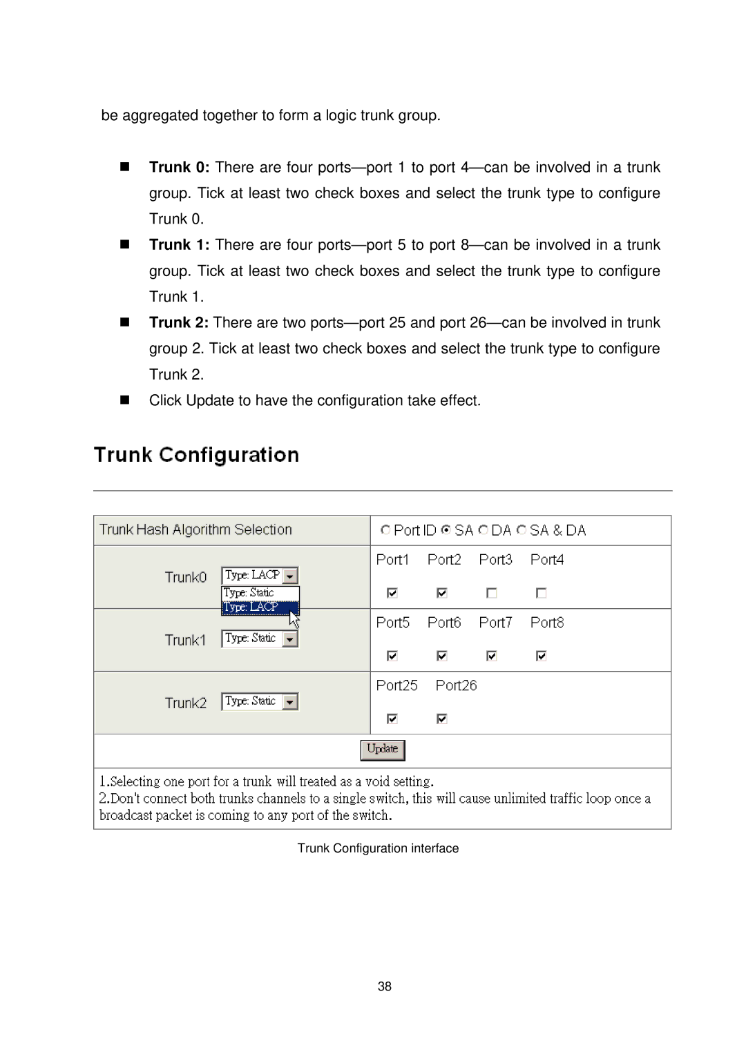 Edimax Technology ES-5226RS manual Trunk Configuration interface 