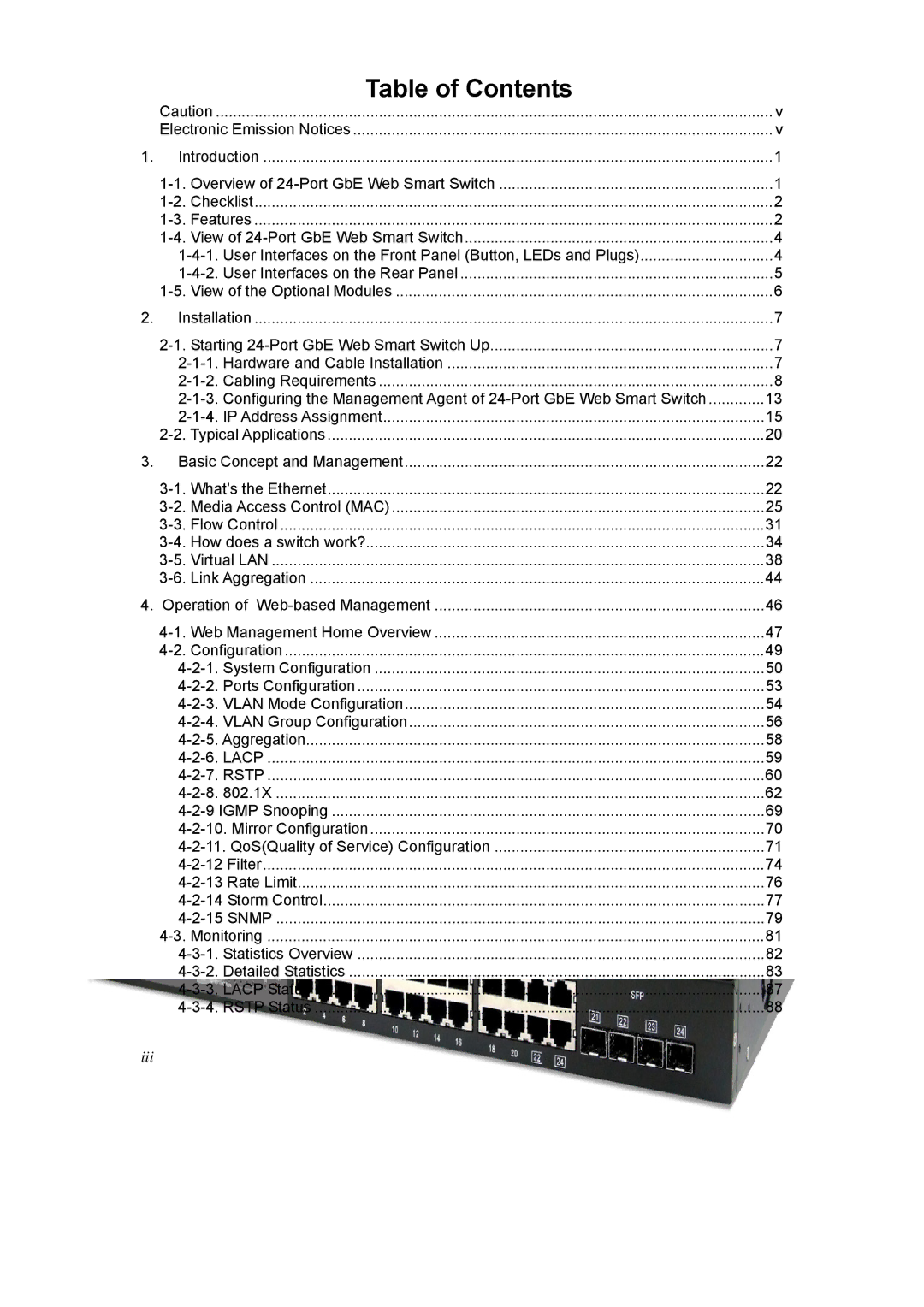 Edimax Technology ES-5240G+ user manual Table of Contents 