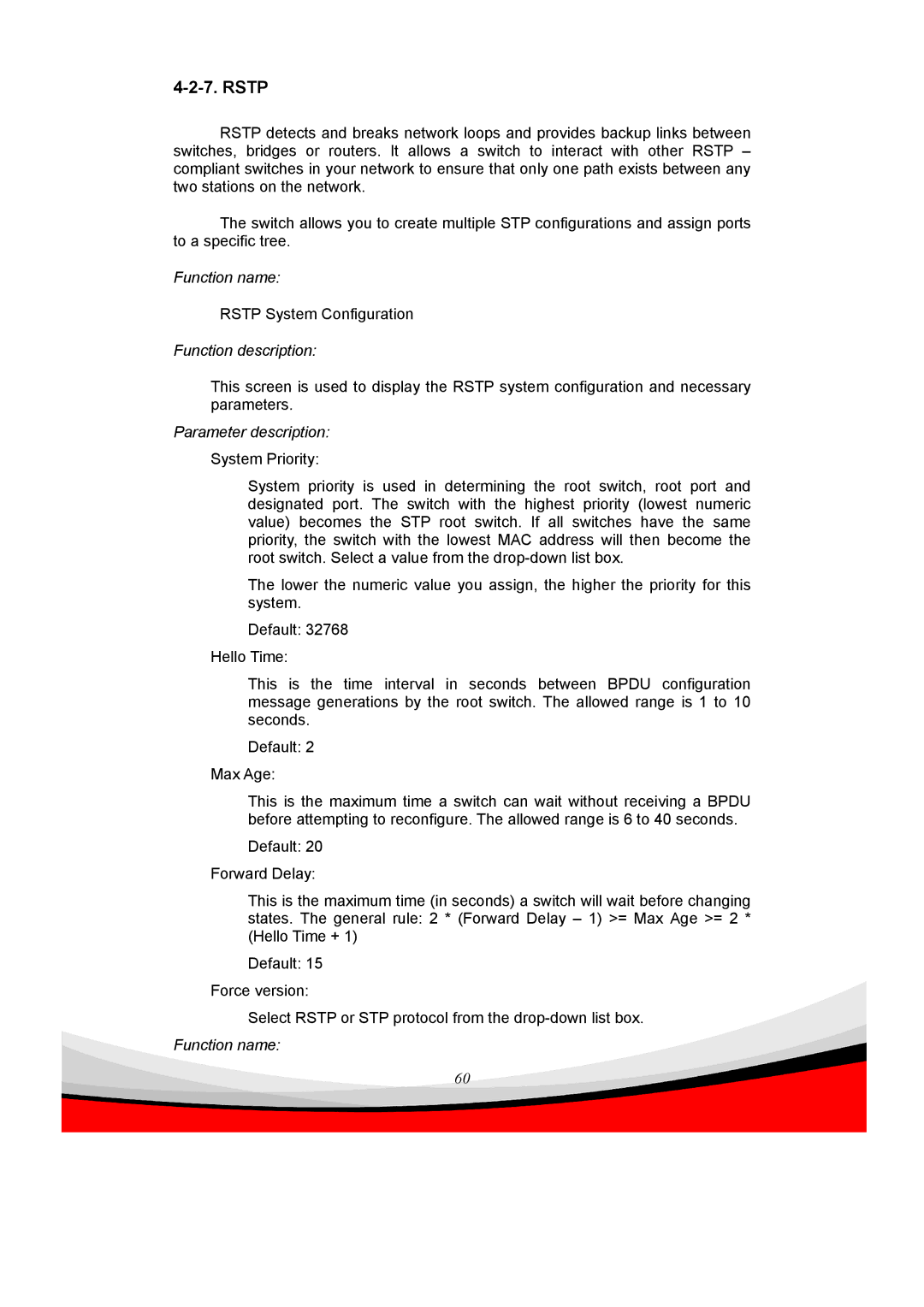 Edimax Technology ES-5240G+ user manual Rstp 