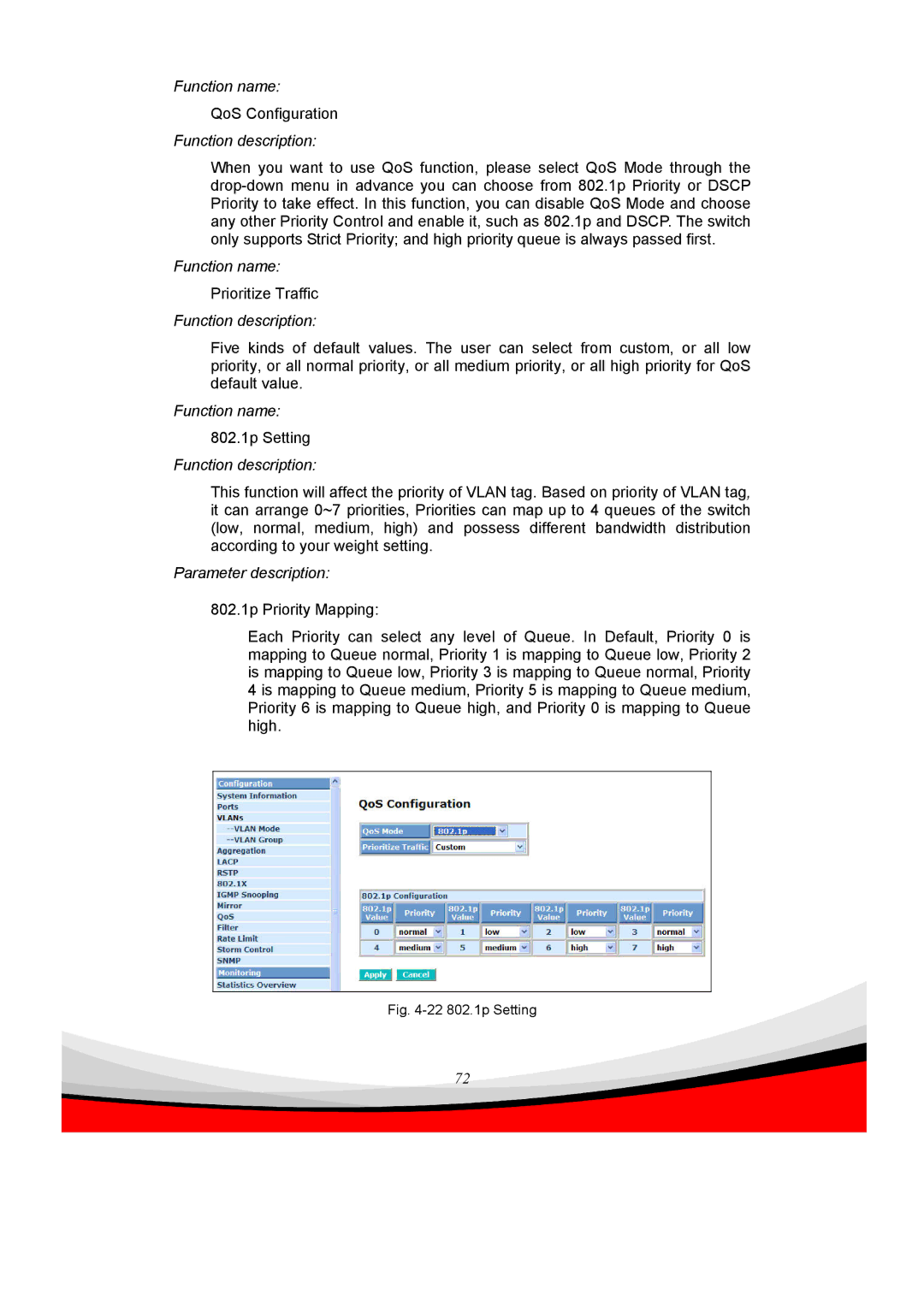 Edimax Technology ES-5240G+ user manual QoS Configuration 