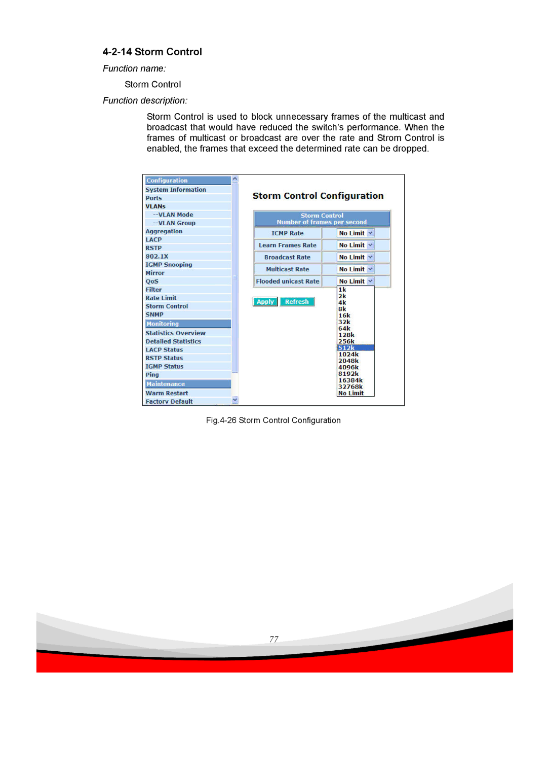 Edimax Technology ES-5240G+ user manual Storm Control Configuration 