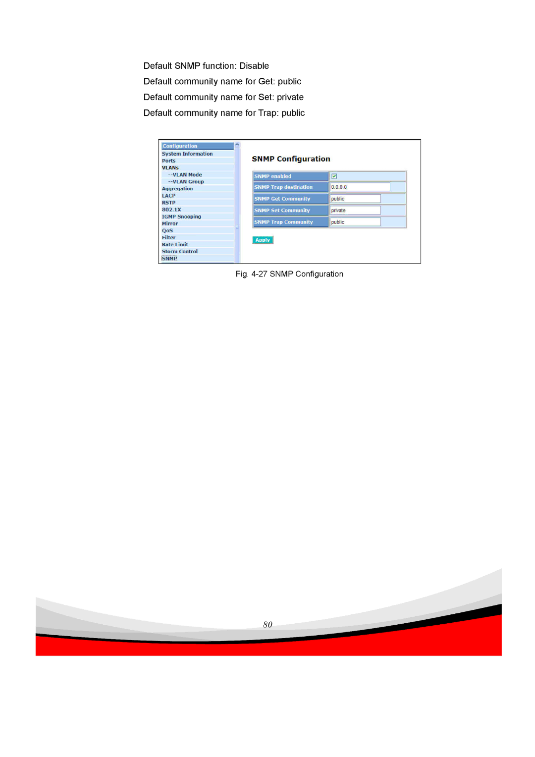 Edimax Technology ES-5240G+ user manual Snmp Configuration 