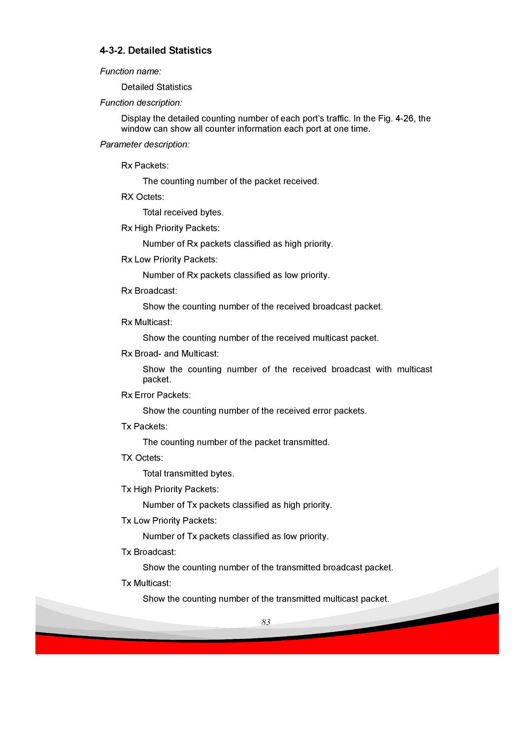 Edimax Technology ES-5240G+ user manual Detailed Statistics 