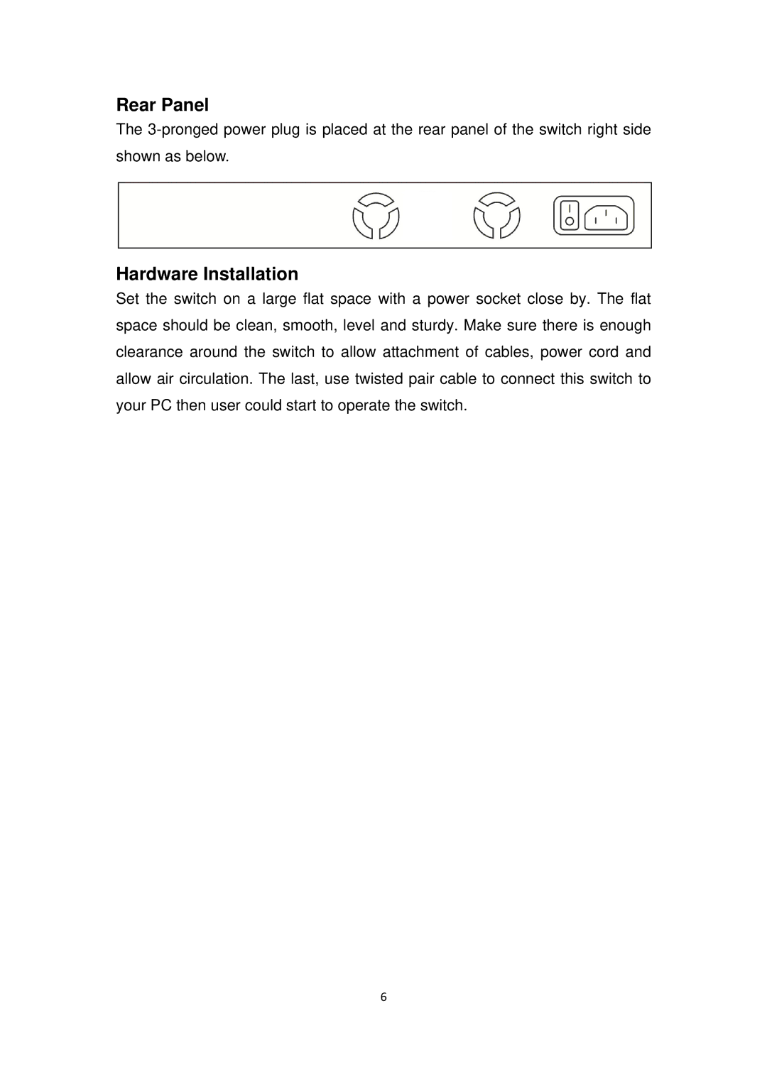 Edimax Technology ES-5816PGH user manual Rear Panel, Hardware Installation 