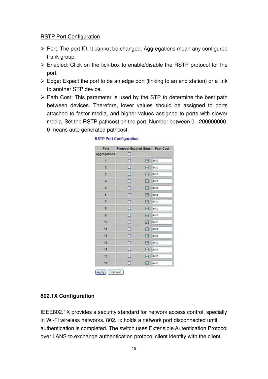 Edimax Technology ES-5816PGH user manual 802.1X Configuration 