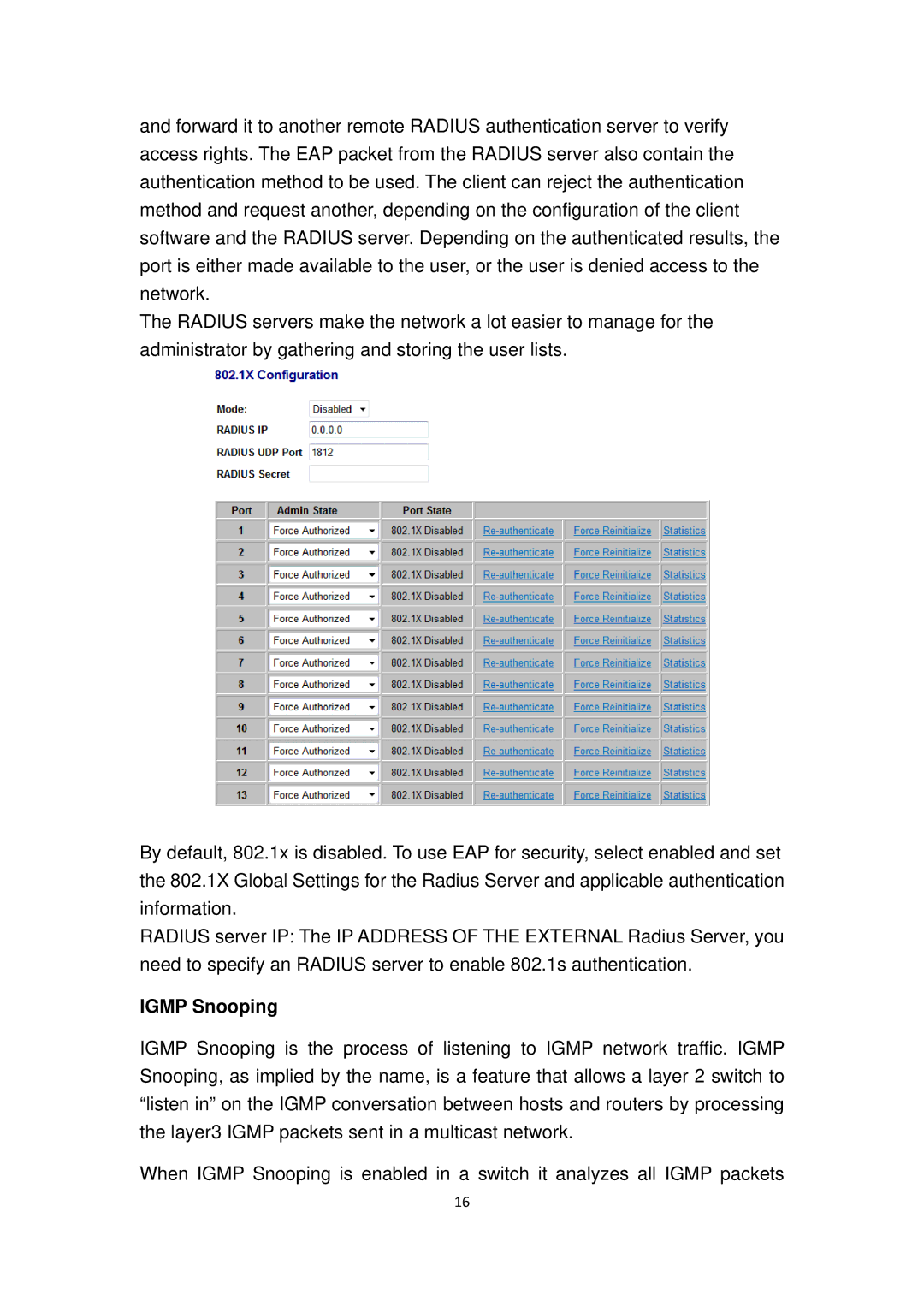 Edimax Technology ES-5816PGH user manual Igmp Snooping 