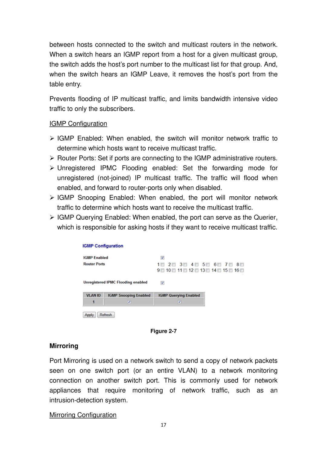 Edimax Technology ES-5816PGH user manual Mirroring 