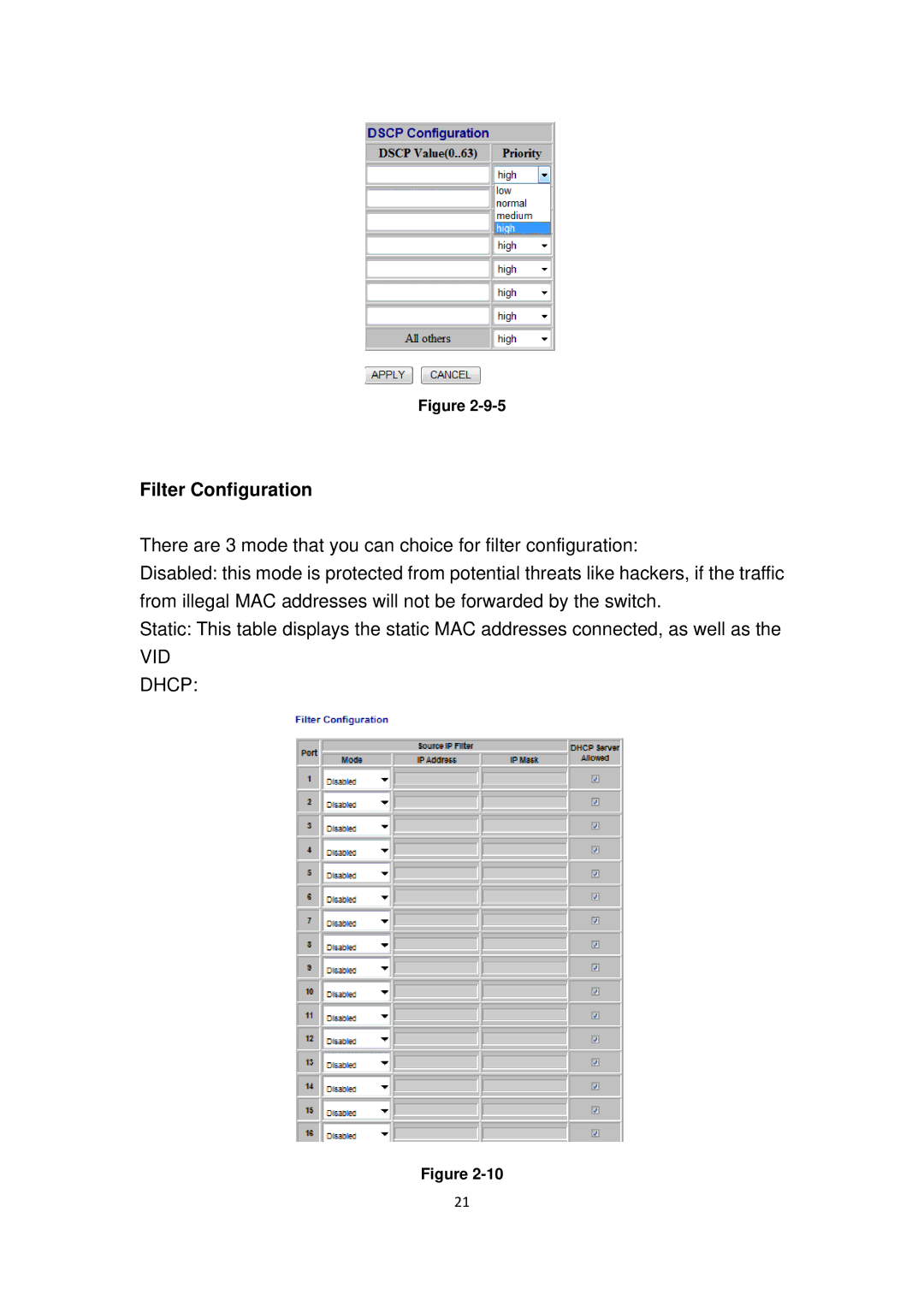 Edimax Technology ES-5816PGH user manual Filter Configuration 