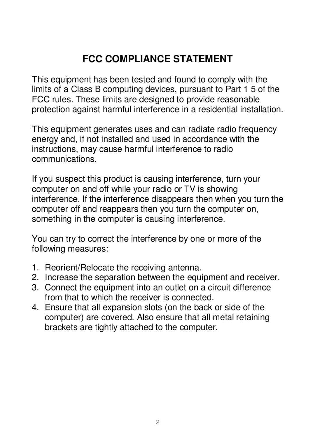 Edimax Technology Ethernet Cardbus Adapter manual FCC Compliance Statement 