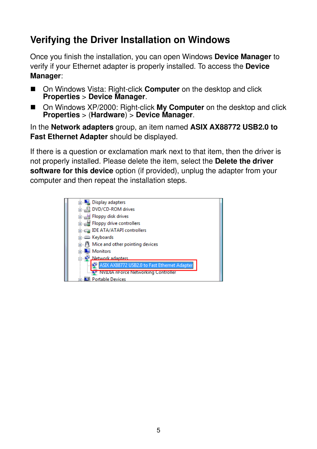 Edimax Technology EU-4207 manual Verifying the Driver Installation on Windows 