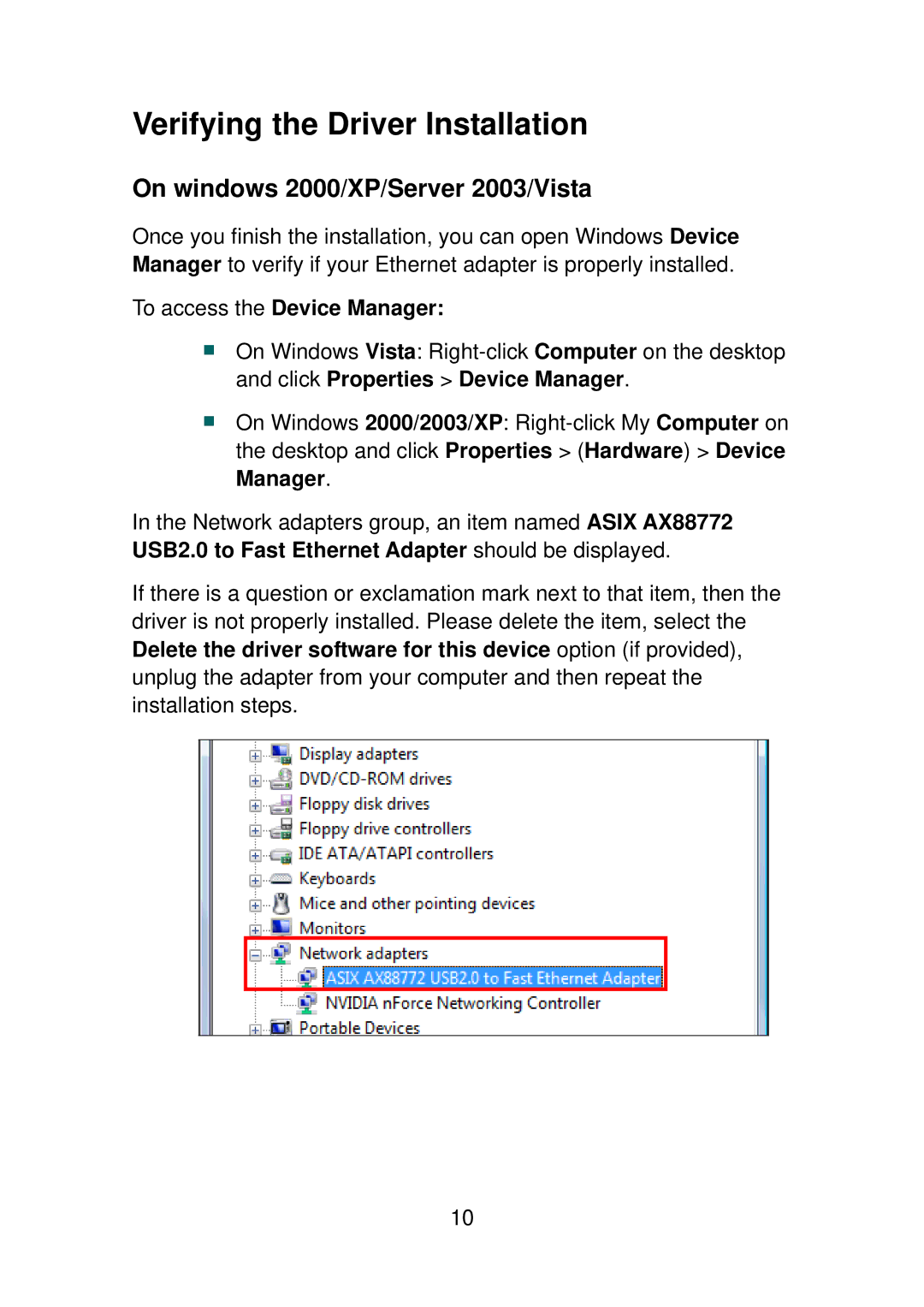 Edimax Technology EU-4230 manual Verifying the Driver Installation 