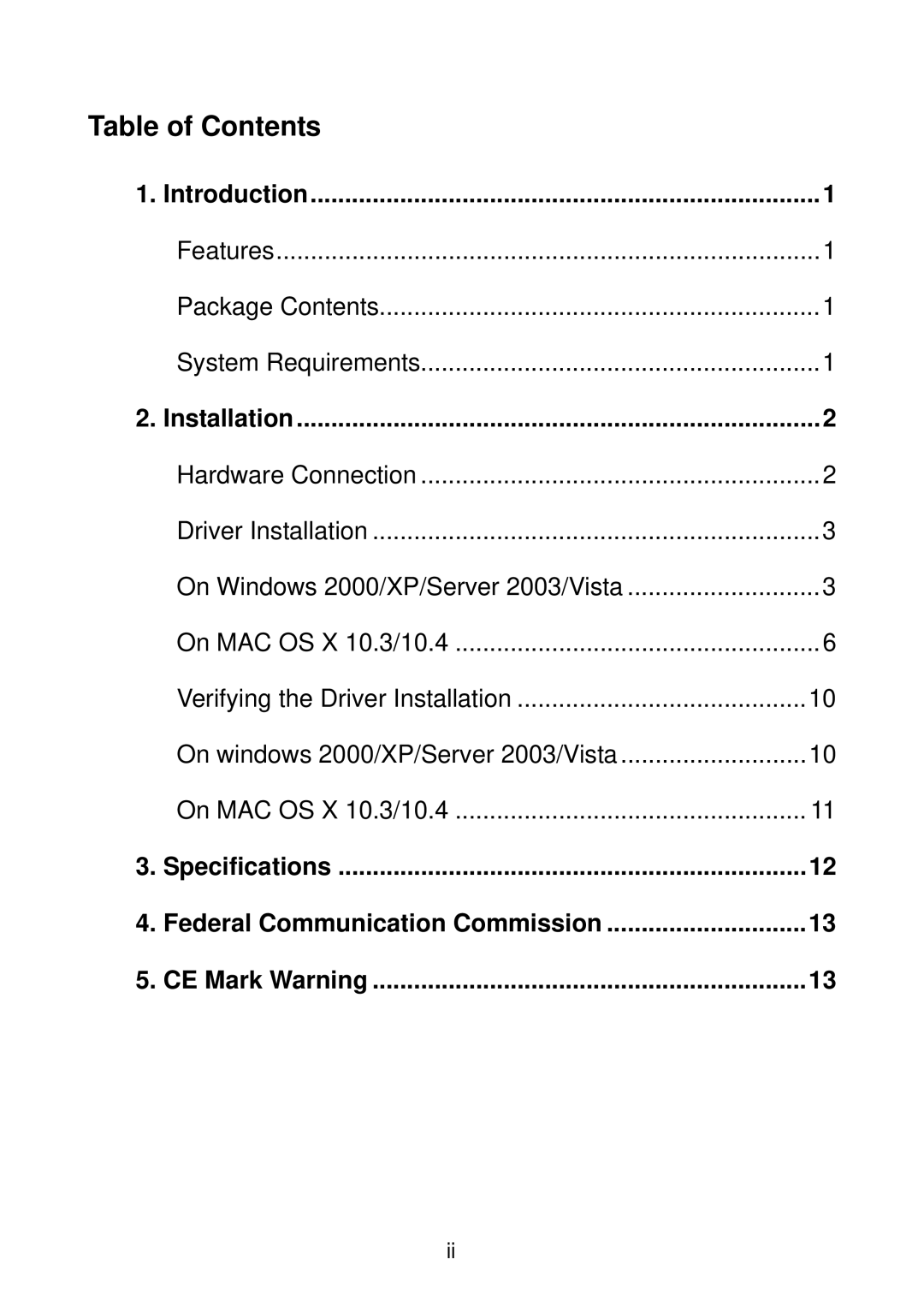 Edimax Technology EU-4230 manual Table of Contents 