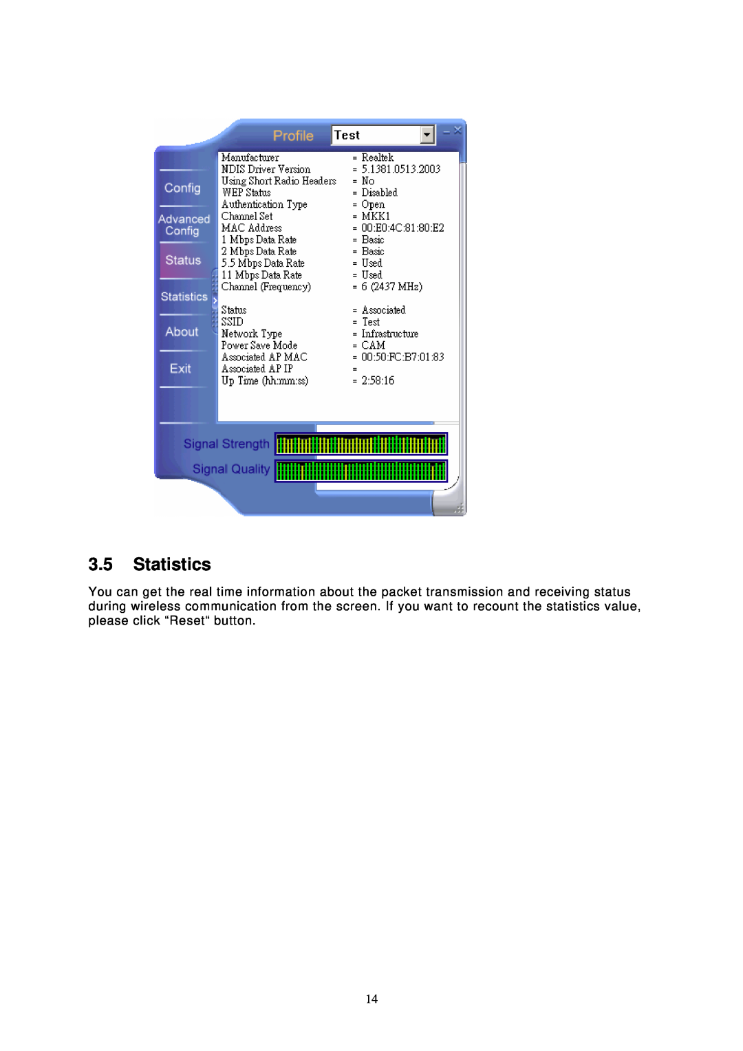 Edimax Technology EW-7126 user manual Statistics 
