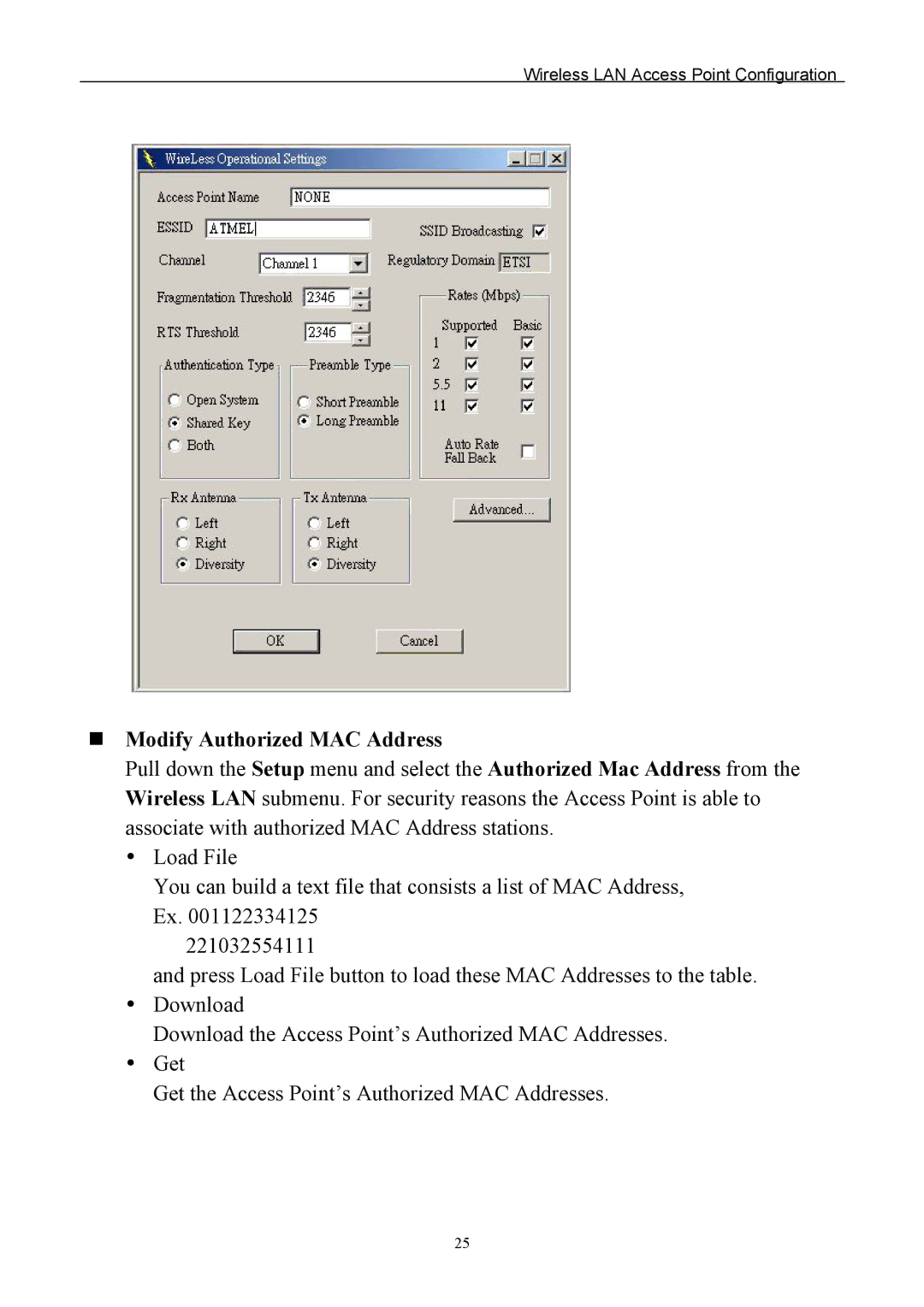 Edimax Technology EW-7205AP user manual Modify Authorized MAC Address 