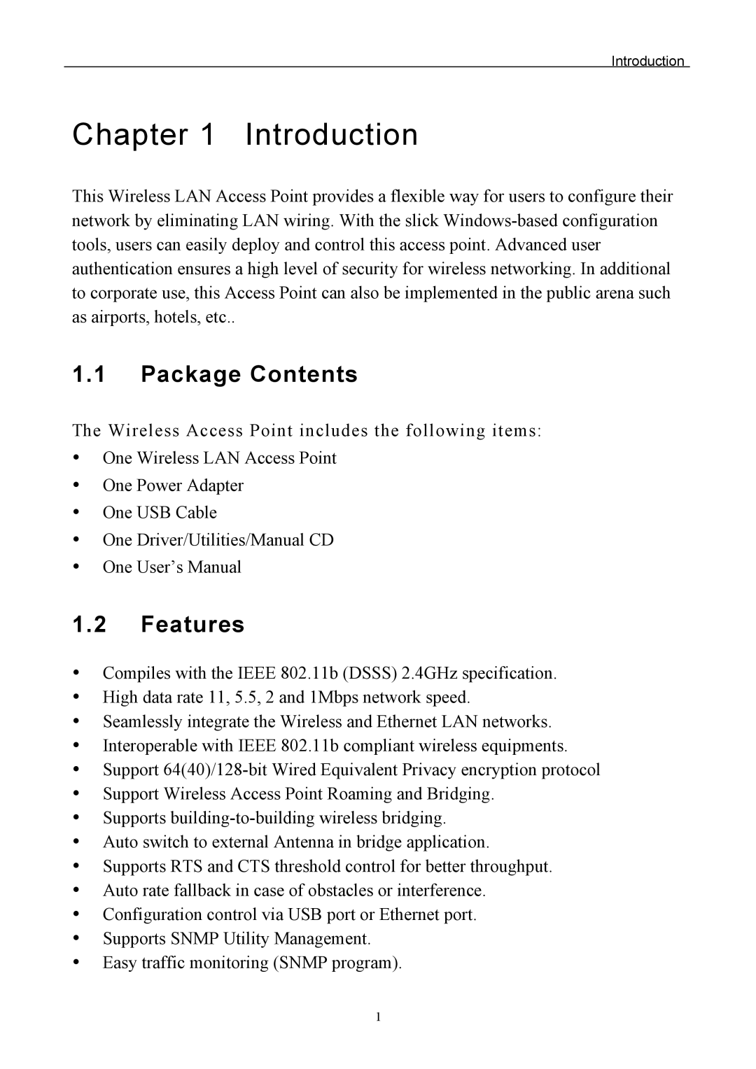 Edimax Technology EW-7205AP user manual Package Contents, Features 