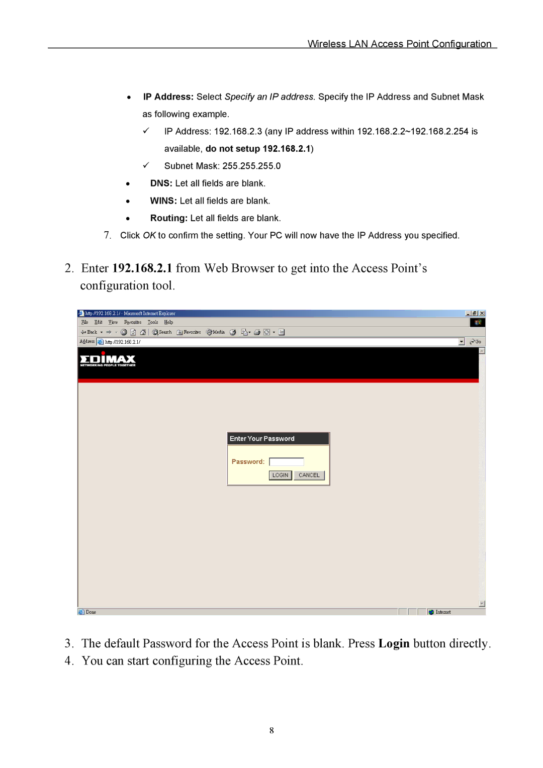 Edimax Technology EW-7205APS user manual Wireless LAN Access Point Configuration 