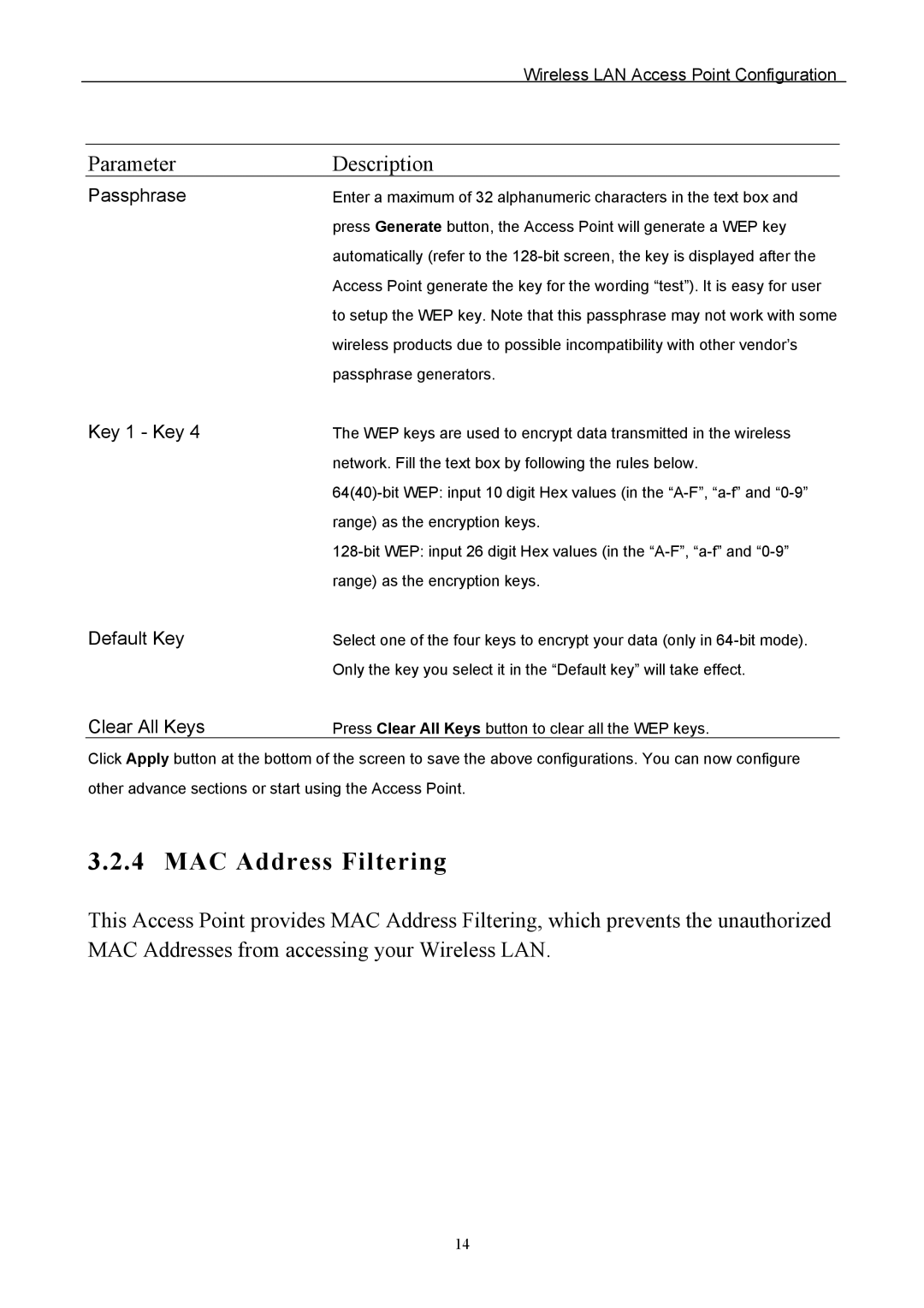 Edimax Technology EW-7205APS user manual MAC Address Filtering 