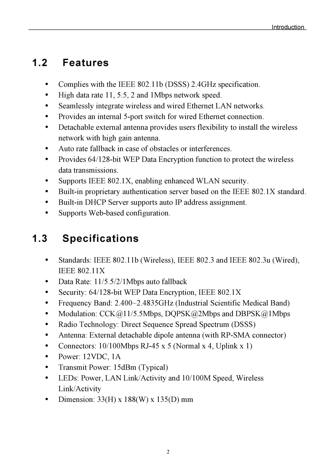 Edimax Technology EW-7205APS user manual Features, Specifications 