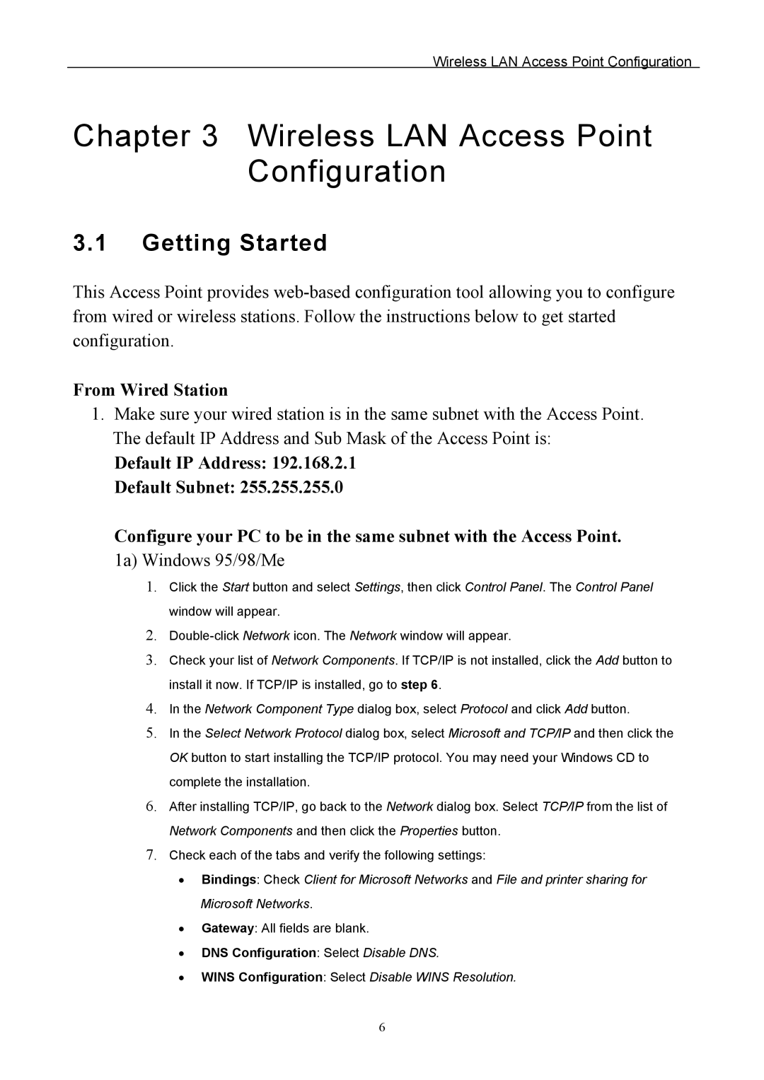 Edimax Technology EW-7205APS user manual Getting Started, From Wired Station, Default IP Address Default Subnet 