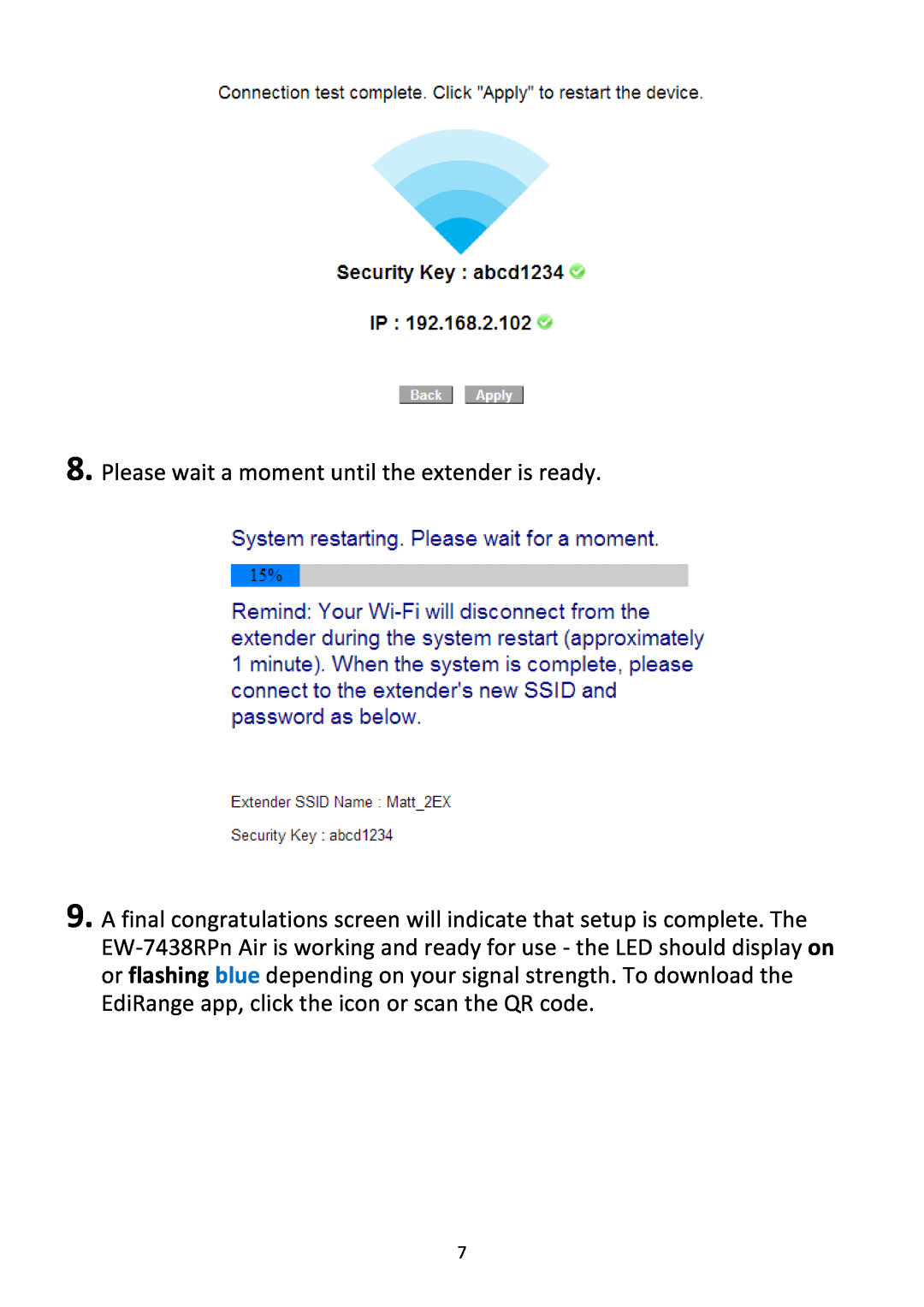 Edimax Technology EW-7438RPn manual Please wait a moment until the extender is ready 