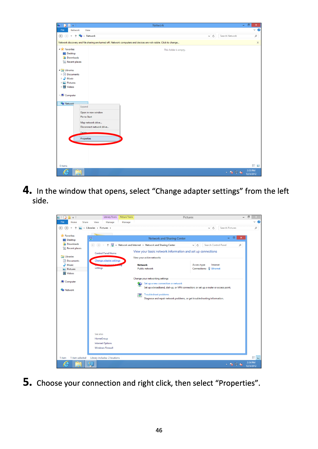 Edimax Technology EW-7438RPn manual Choose your connection and right click, then select “Properties” 