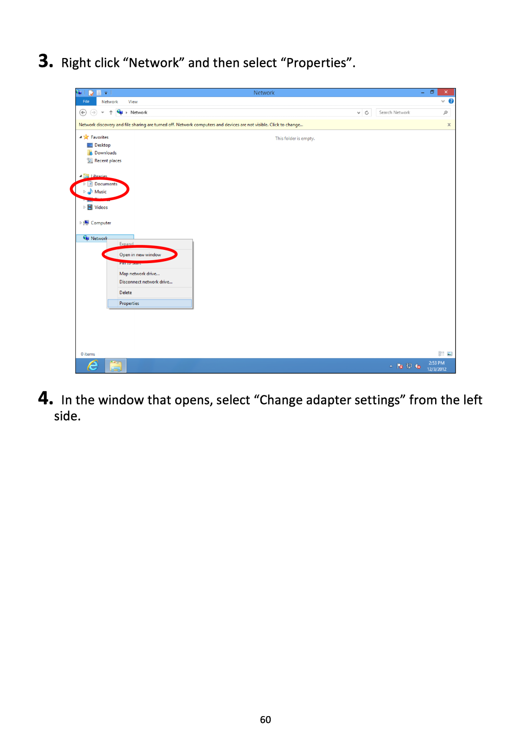 Edimax Technology EW-7438RPn manual Right click “Network” and then select “Properties” 