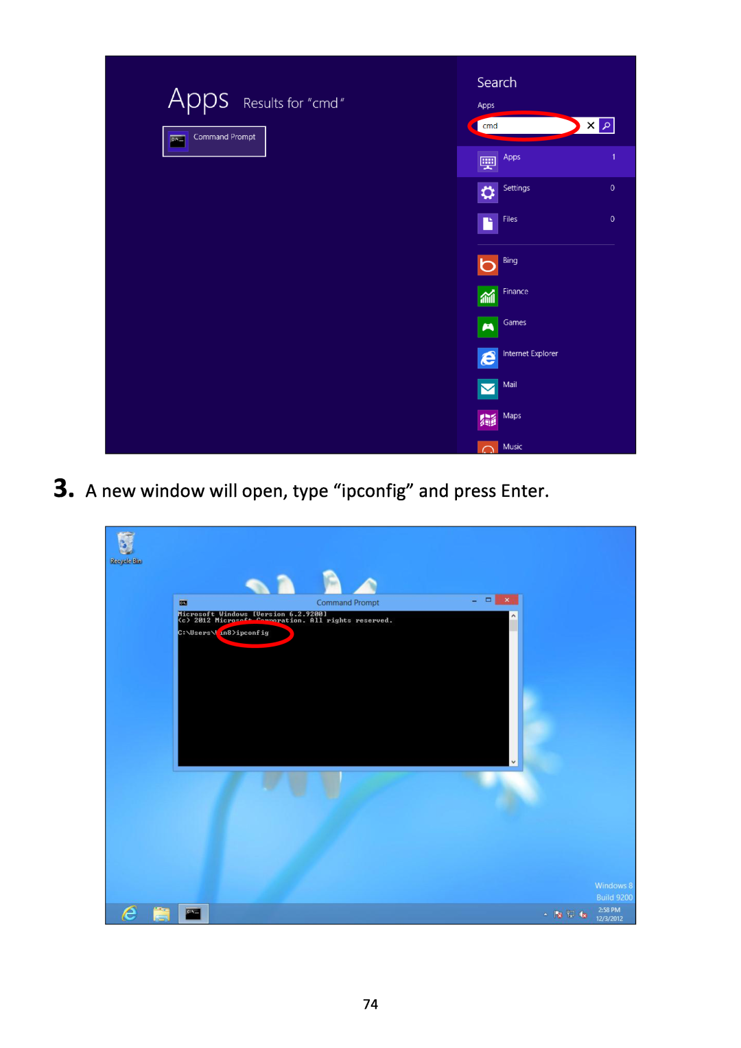 Edimax Technology EW-7438RPn manual A new window will open, type “ipconfig” and press Enter 