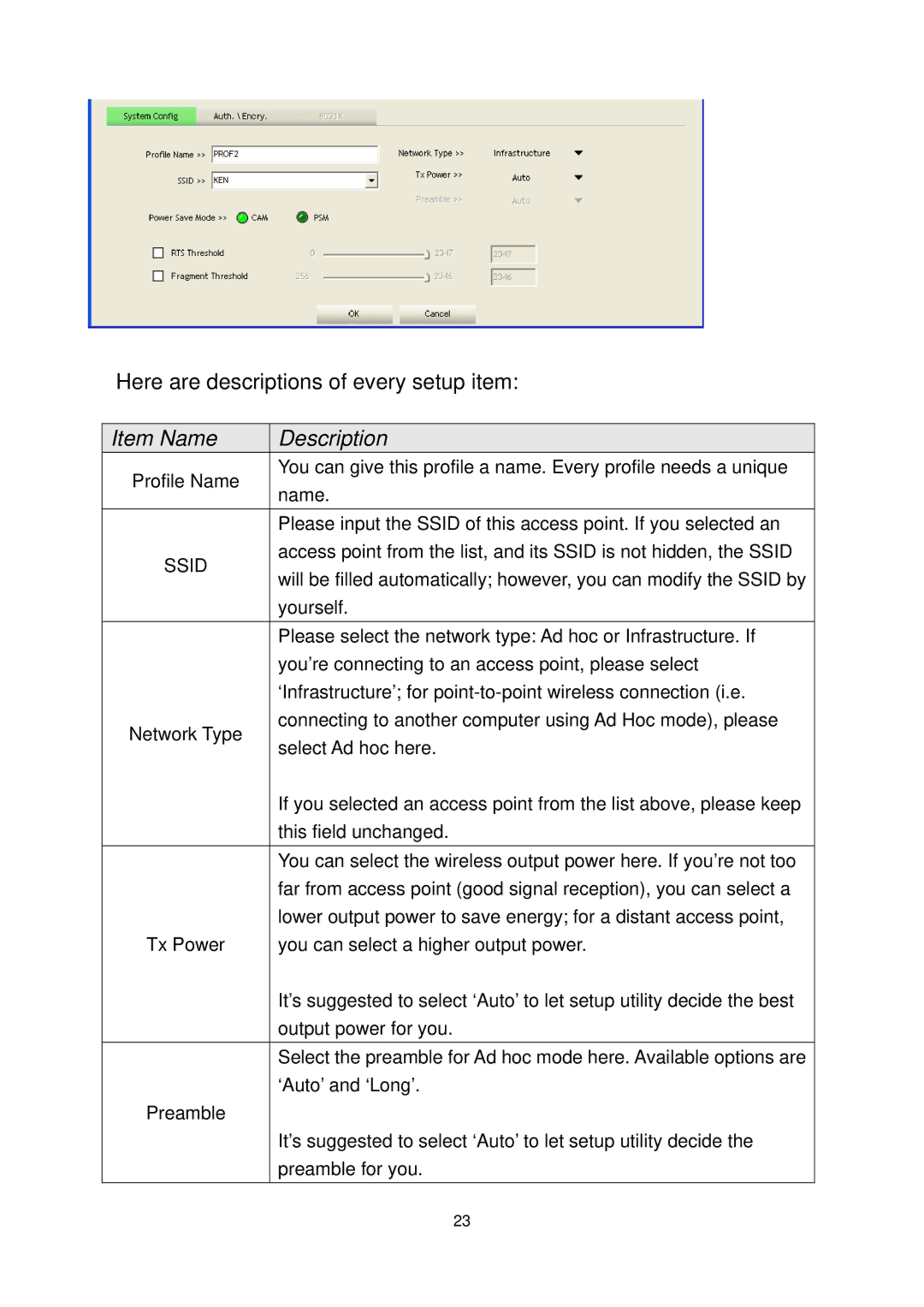 Edimax Technology EW-7711UMN, EW-7711UAN manual Here are descriptions of every setup item 