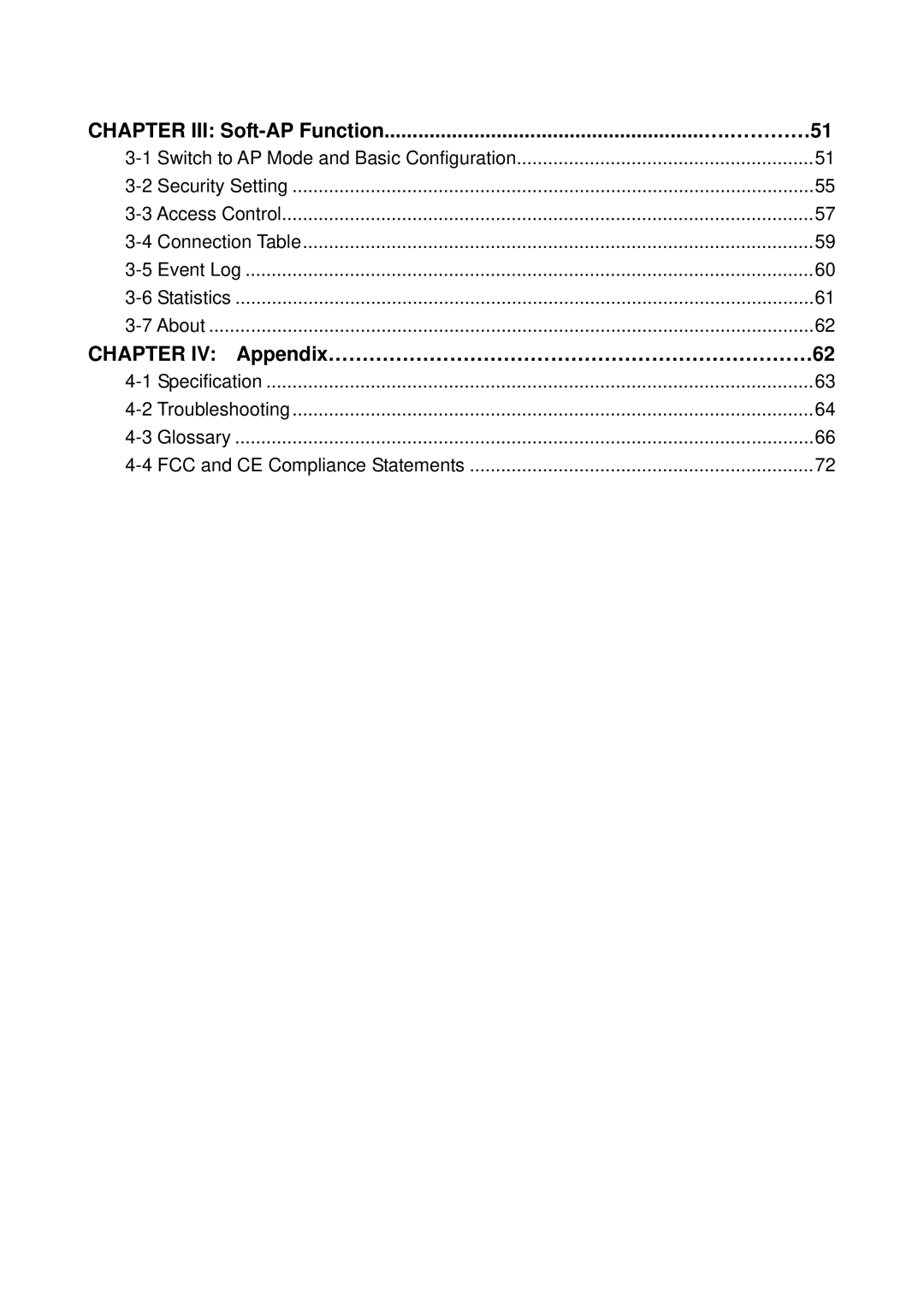 Edimax Technology EW-7711UAN, EW-7711UMN manual Chapter IV Appendix………………………………………………………………62 