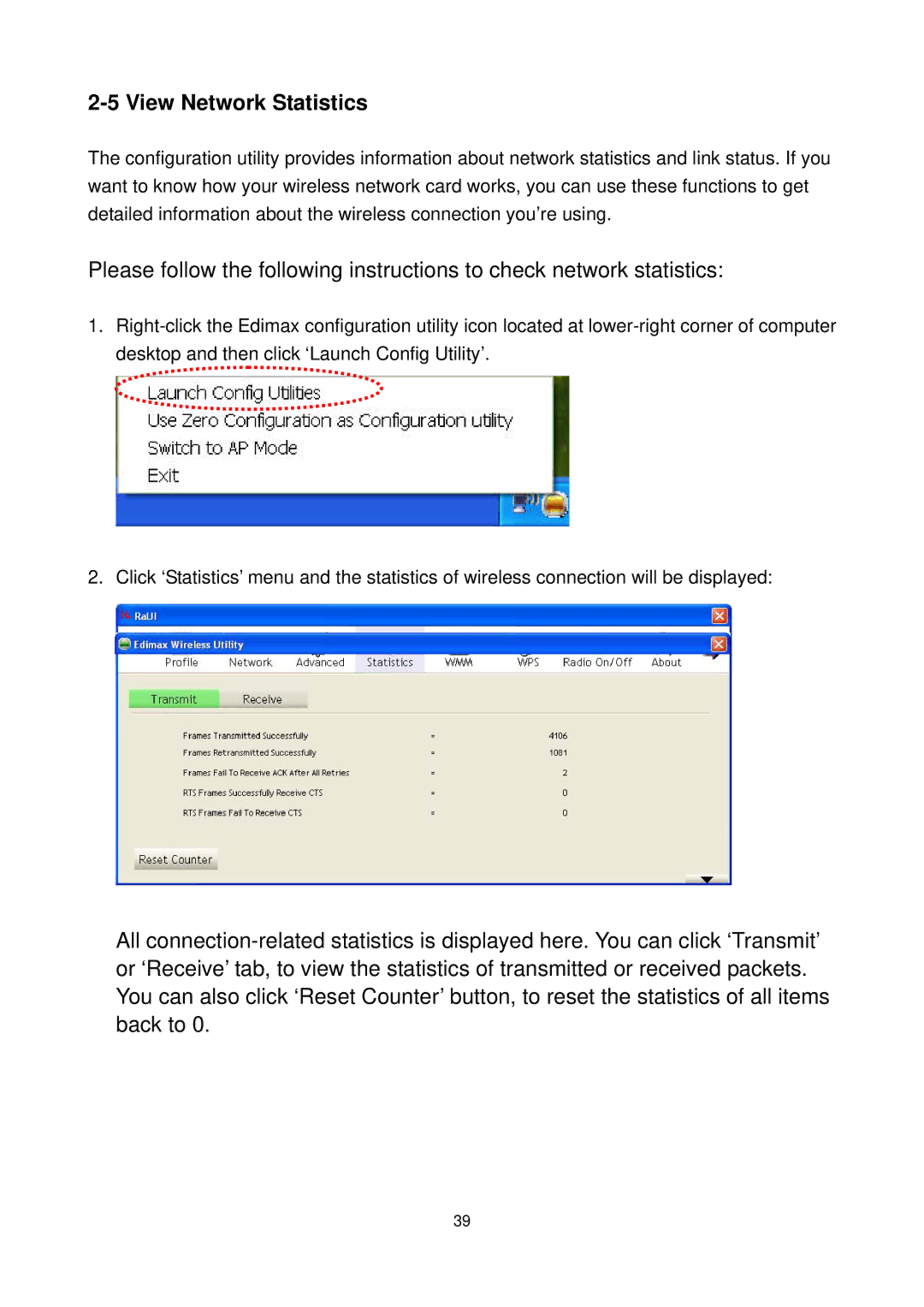 Edimax Technology EW-7711UMN, EW-7711UAN manual View Network Statistics 