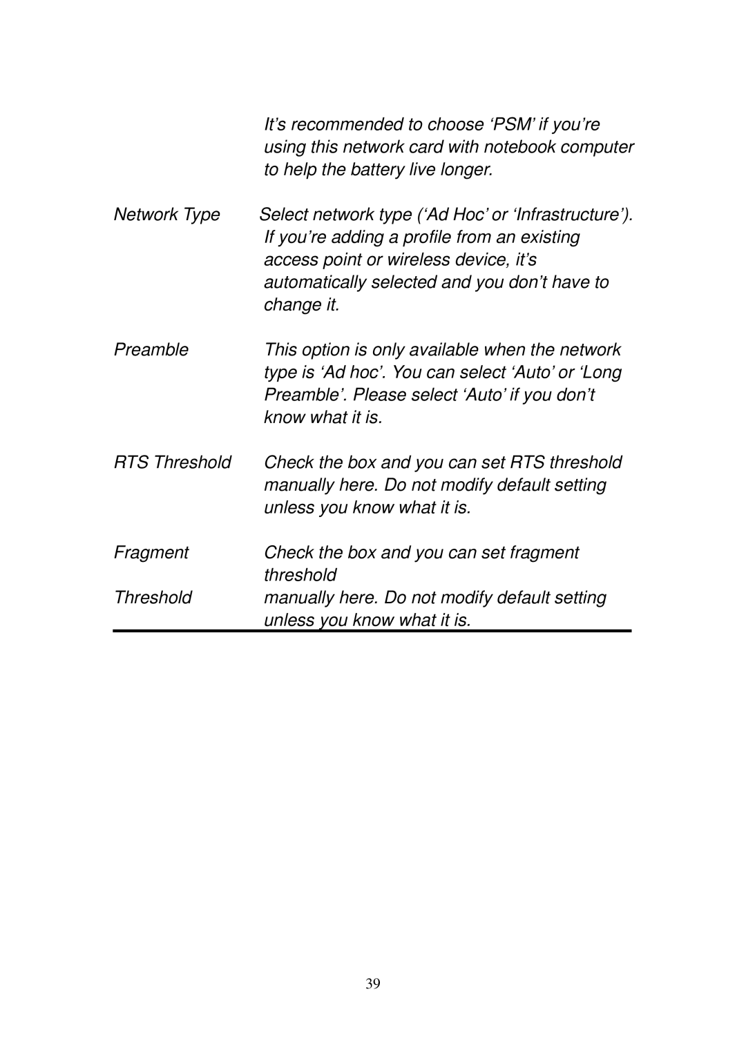 Edimax Technology EW-7708Pn It’s recommended to choose ‘PSM’ if you’re, To help the battery live longer, Network Type 