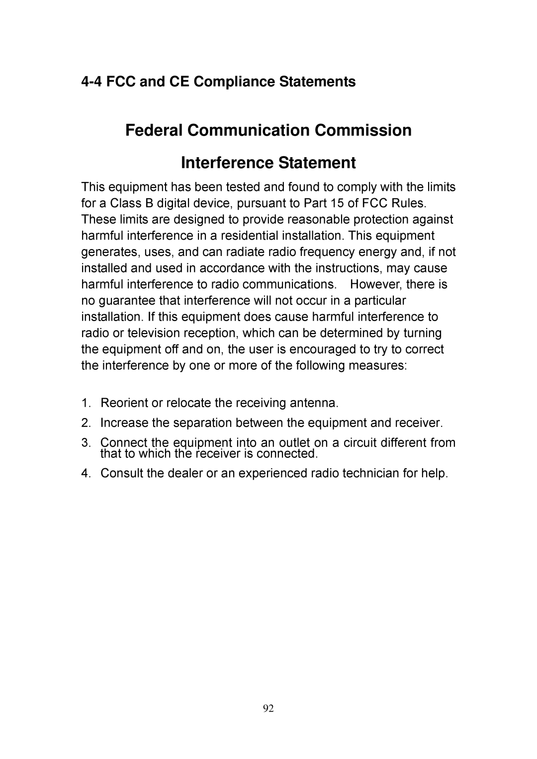 Edimax Technology EW-7717Un Federal Communication Commission Interference Statement, FCC and CE Compliance Statements 