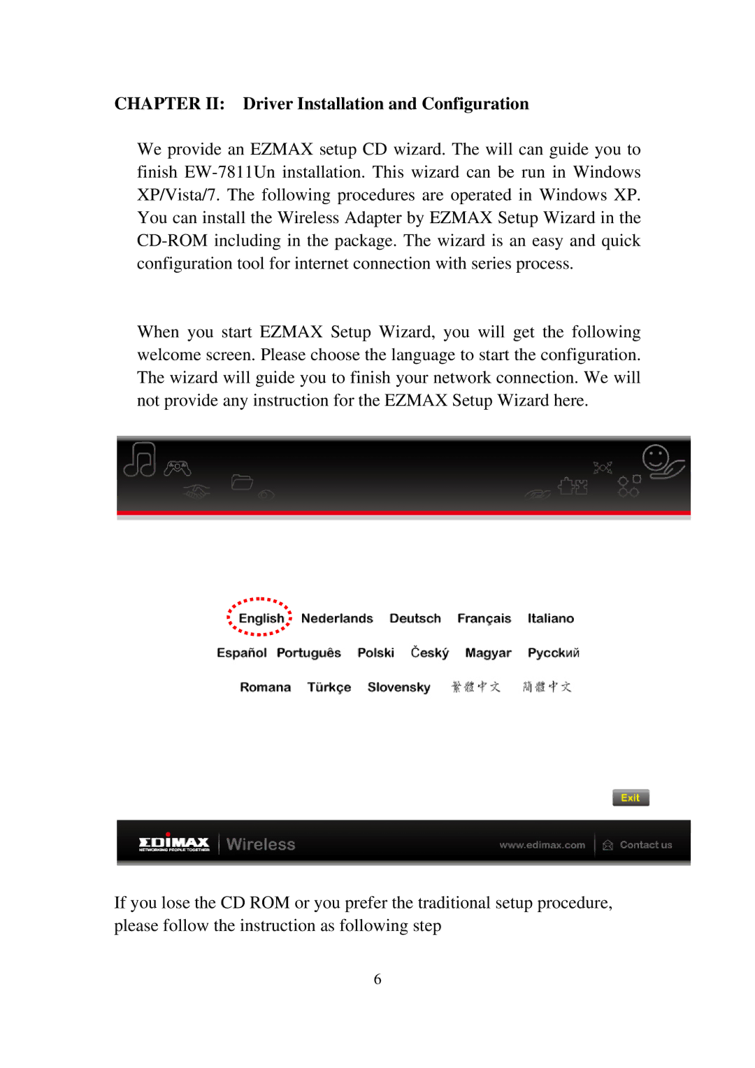 Edimax Technology EW-7811UN manual Chapter II Driver Installation and Configuration 