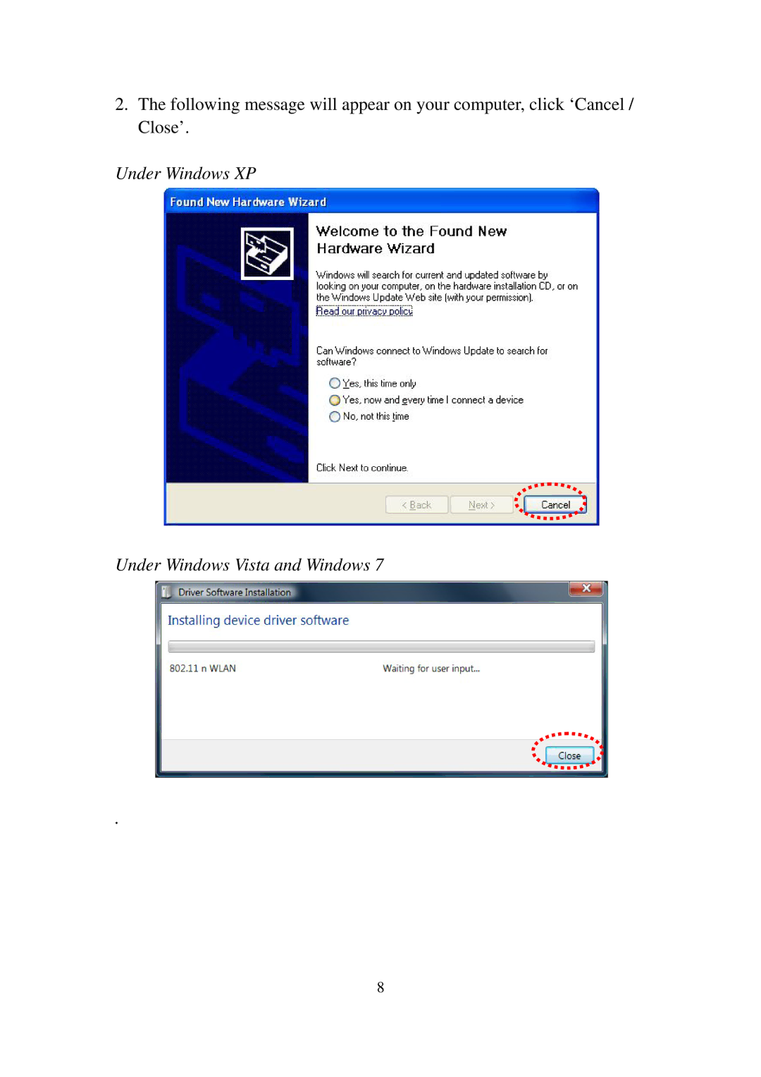 Edimax Technology EW-7811UN manual Under Windows XP Under Windows Vista and Windows 