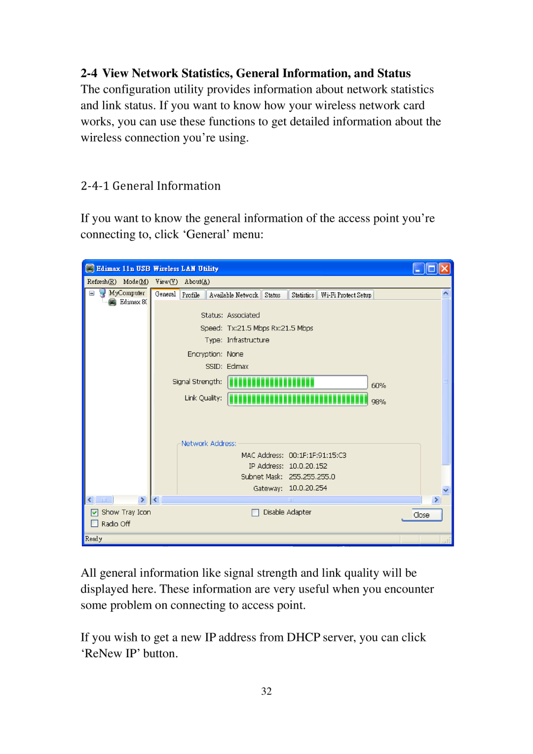 Edimax Technology EW-7811UN manual ‐4‐1 General Information 