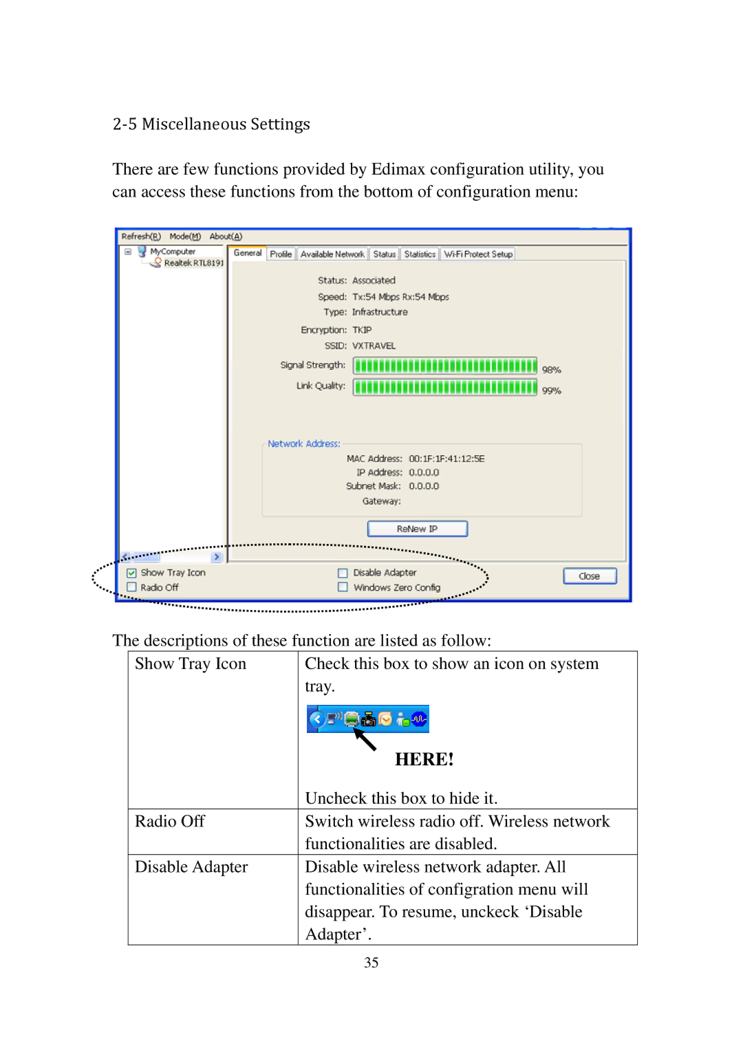 Edimax Technology EW-7811UN manual Uncheck this box to hide it 