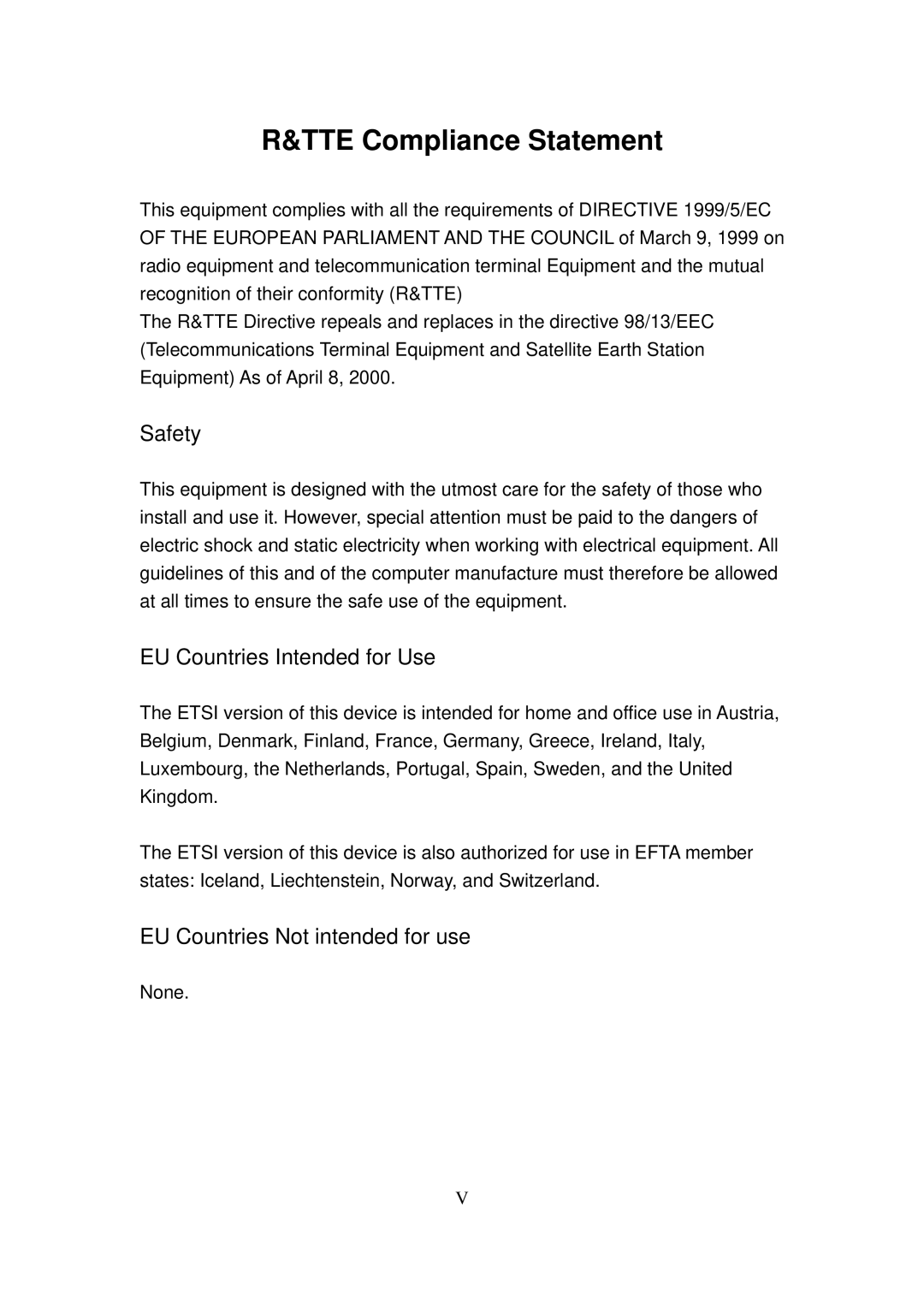 Edimax Technology EW-7811UN manual TTE Compliance Statement 