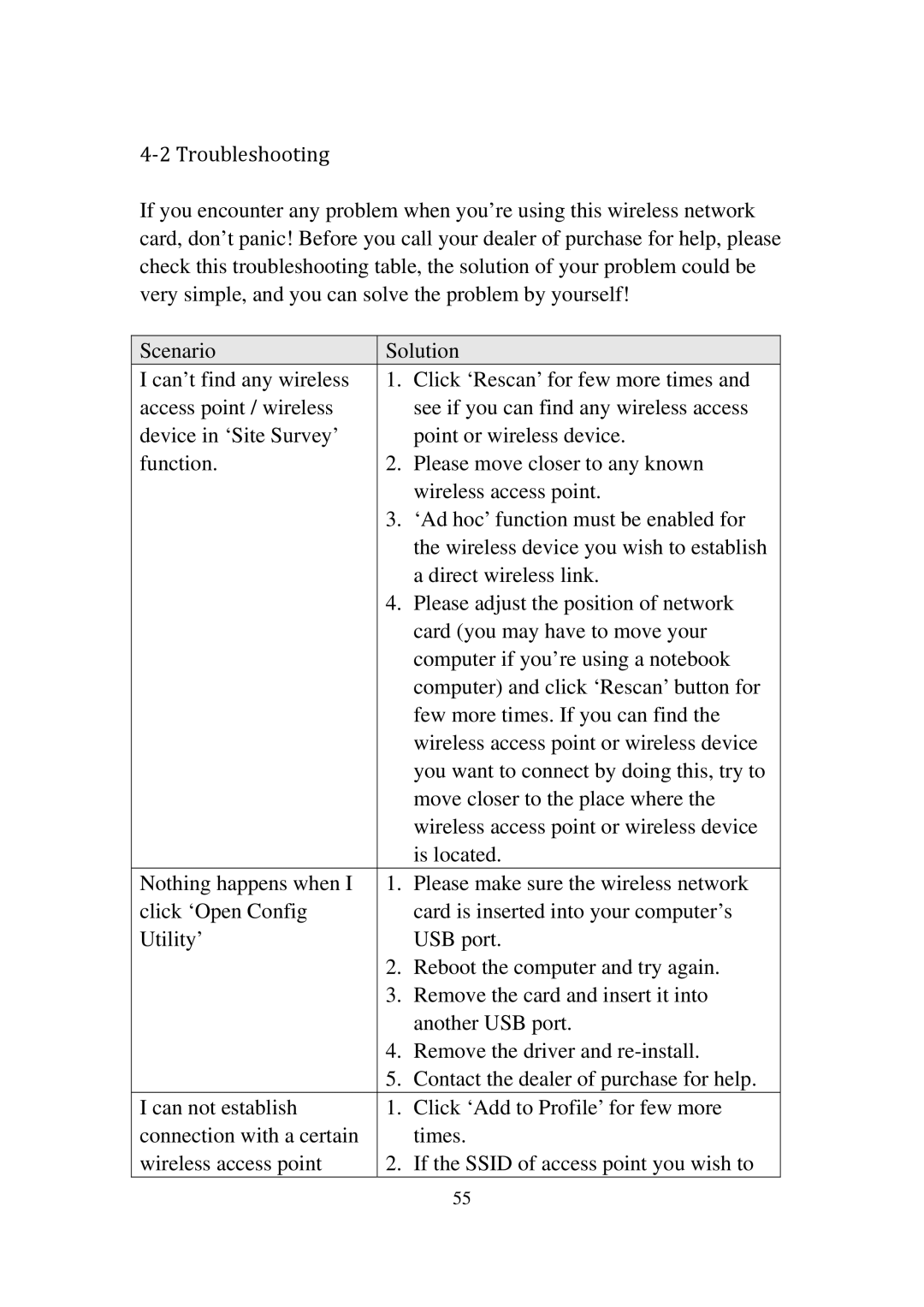 Edimax Technology EW-7811UN manual ‐2 Troubleshooting 