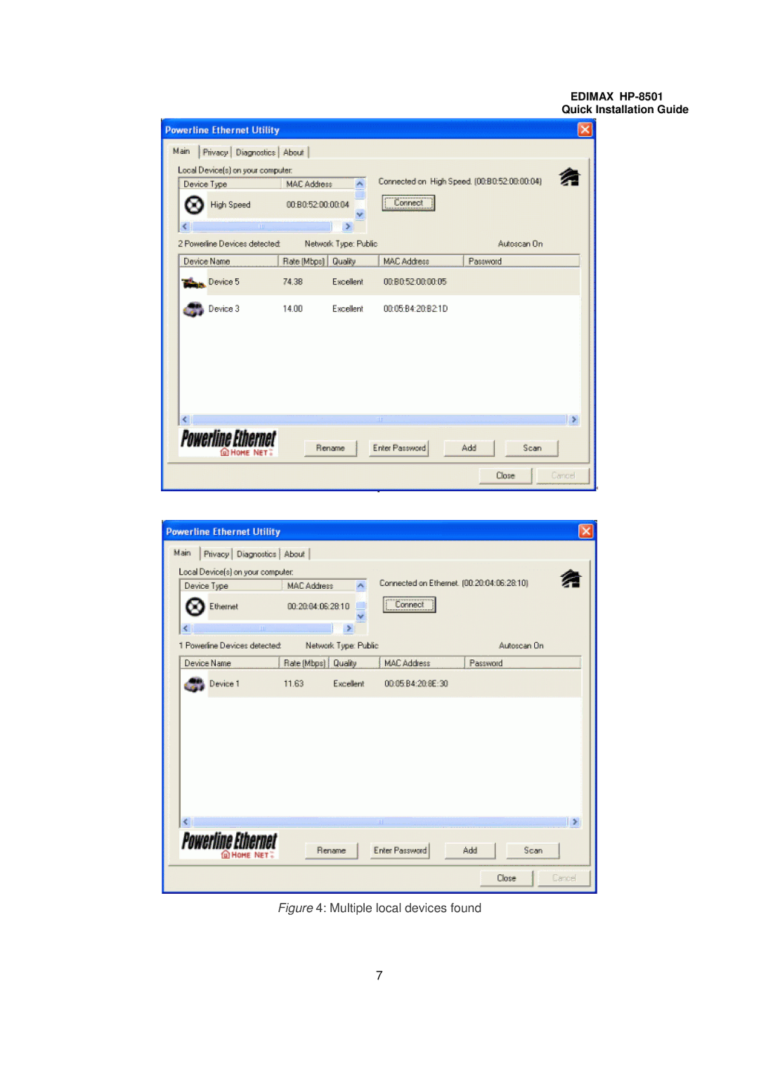 Edimax Technology HP-8501 user manual Multiple local devices found 