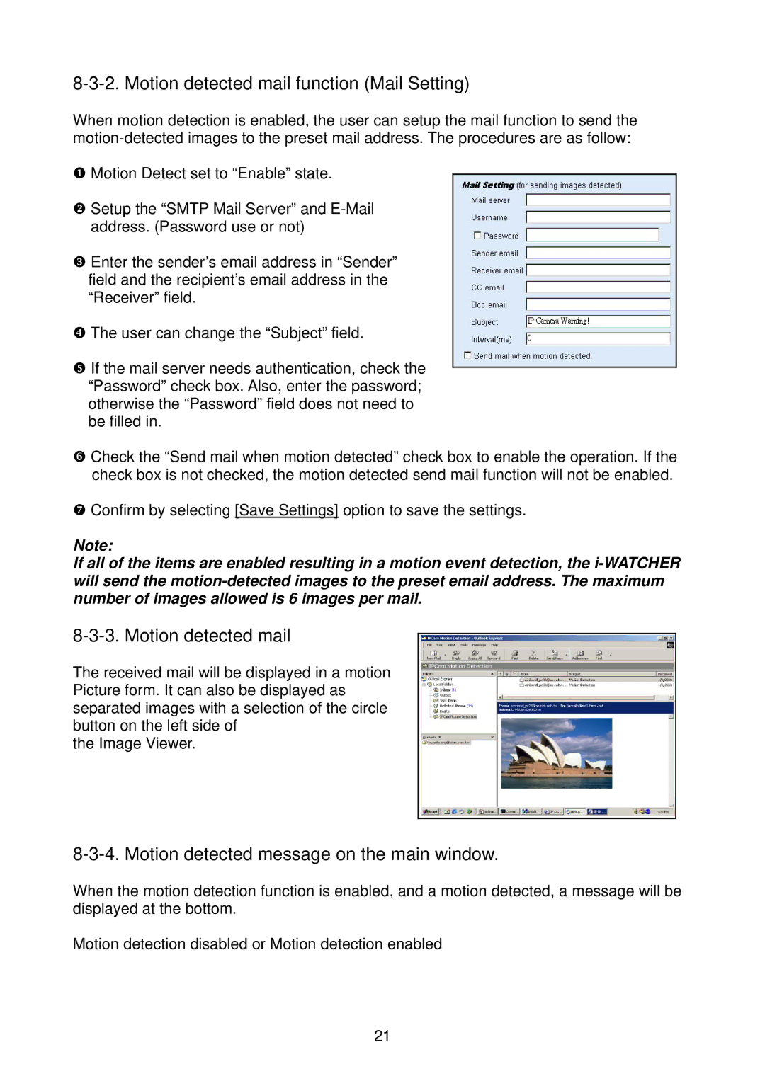 Edimax Technology i-Watcher Pan/Tilt Internet IP Camera user manual Motion detected mail function Mail Setting 