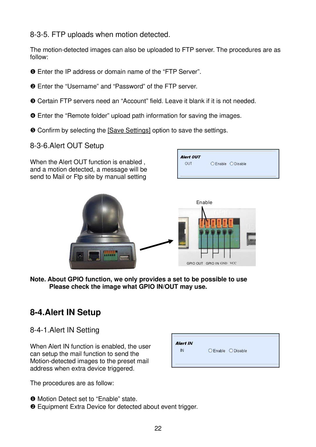 Edimax Technology i-Watcher Pan/Tilt Internet IP Camera Alert in Setup, FTP uploads when motion detected, Alert OUT Setup 