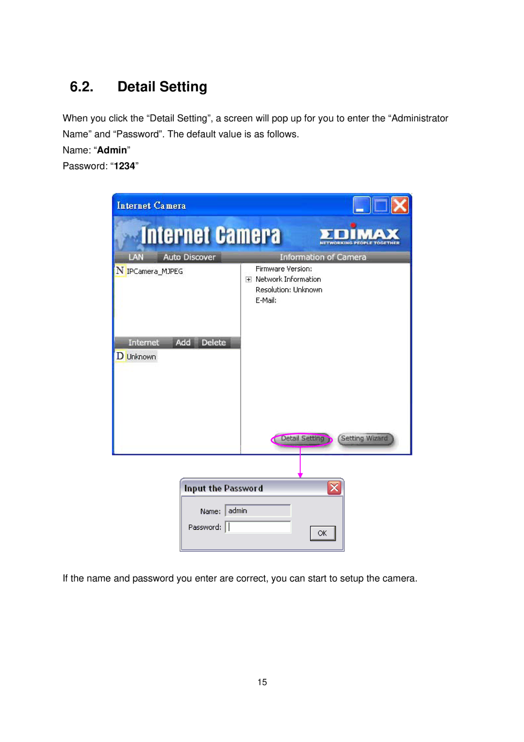 Edimax Technology IC-1000 user manual Detail Setting 