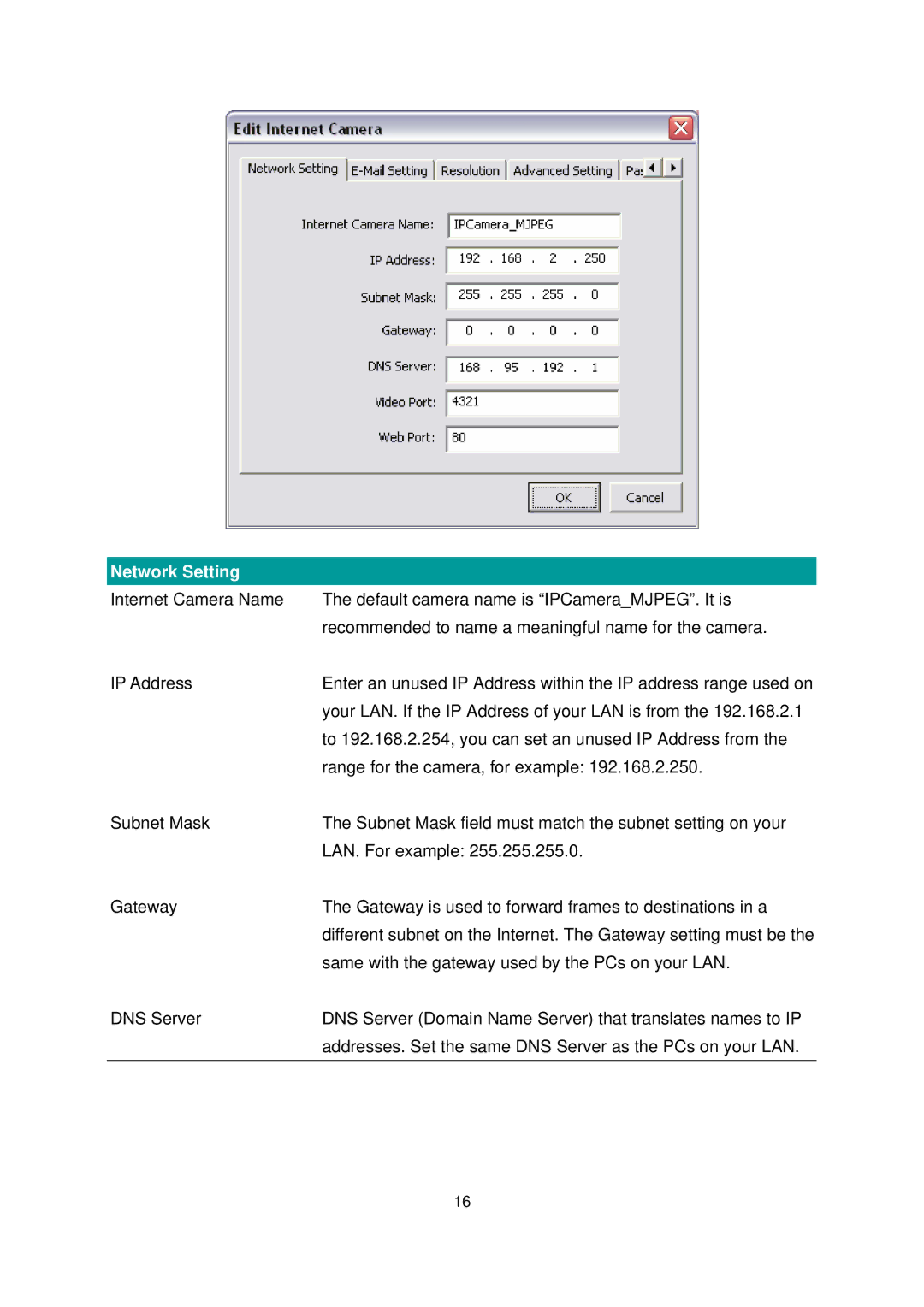 Edimax Technology IC-1000 user manual Network Setting 