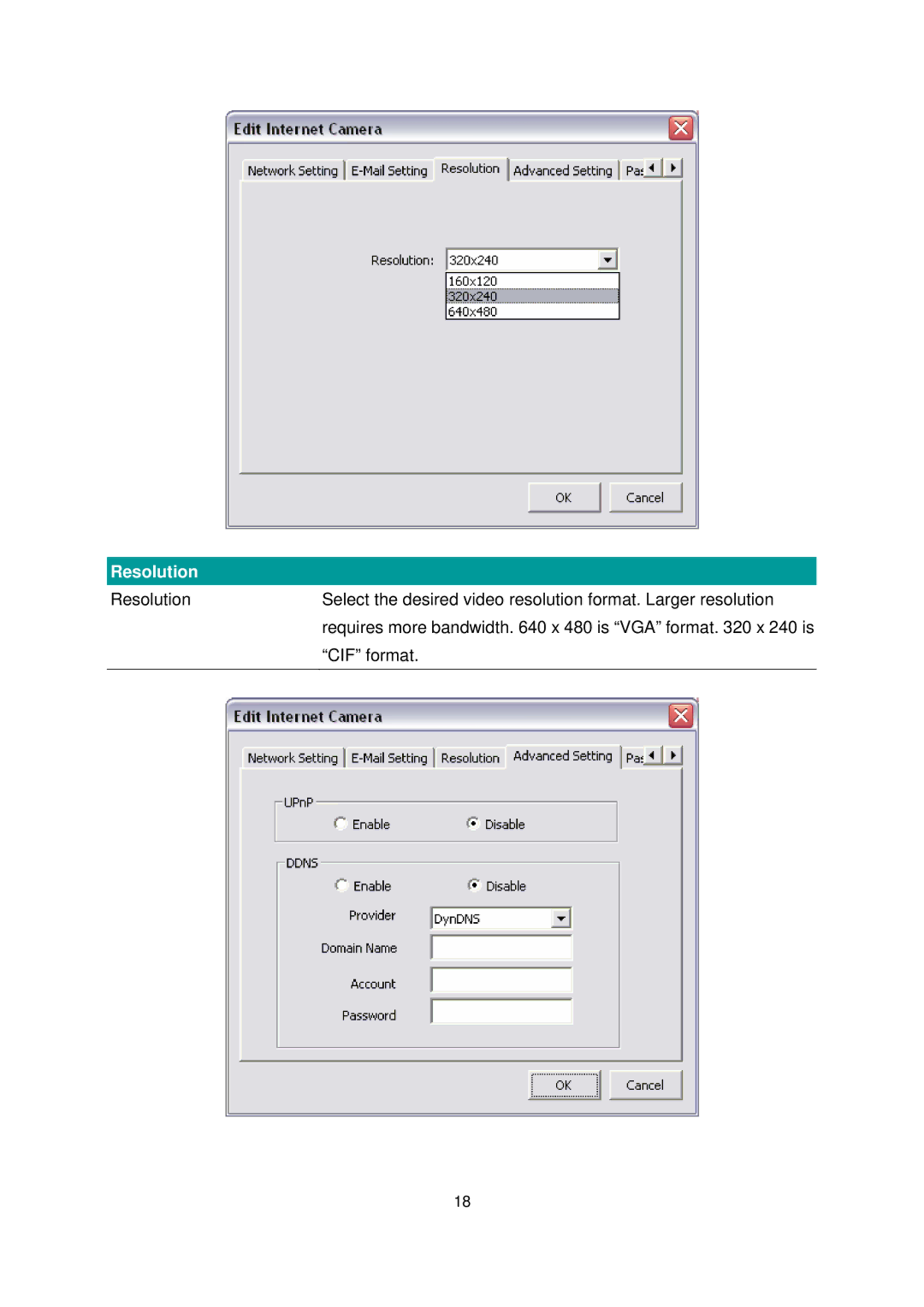 Edimax Technology IC-1000 user manual Resolution 