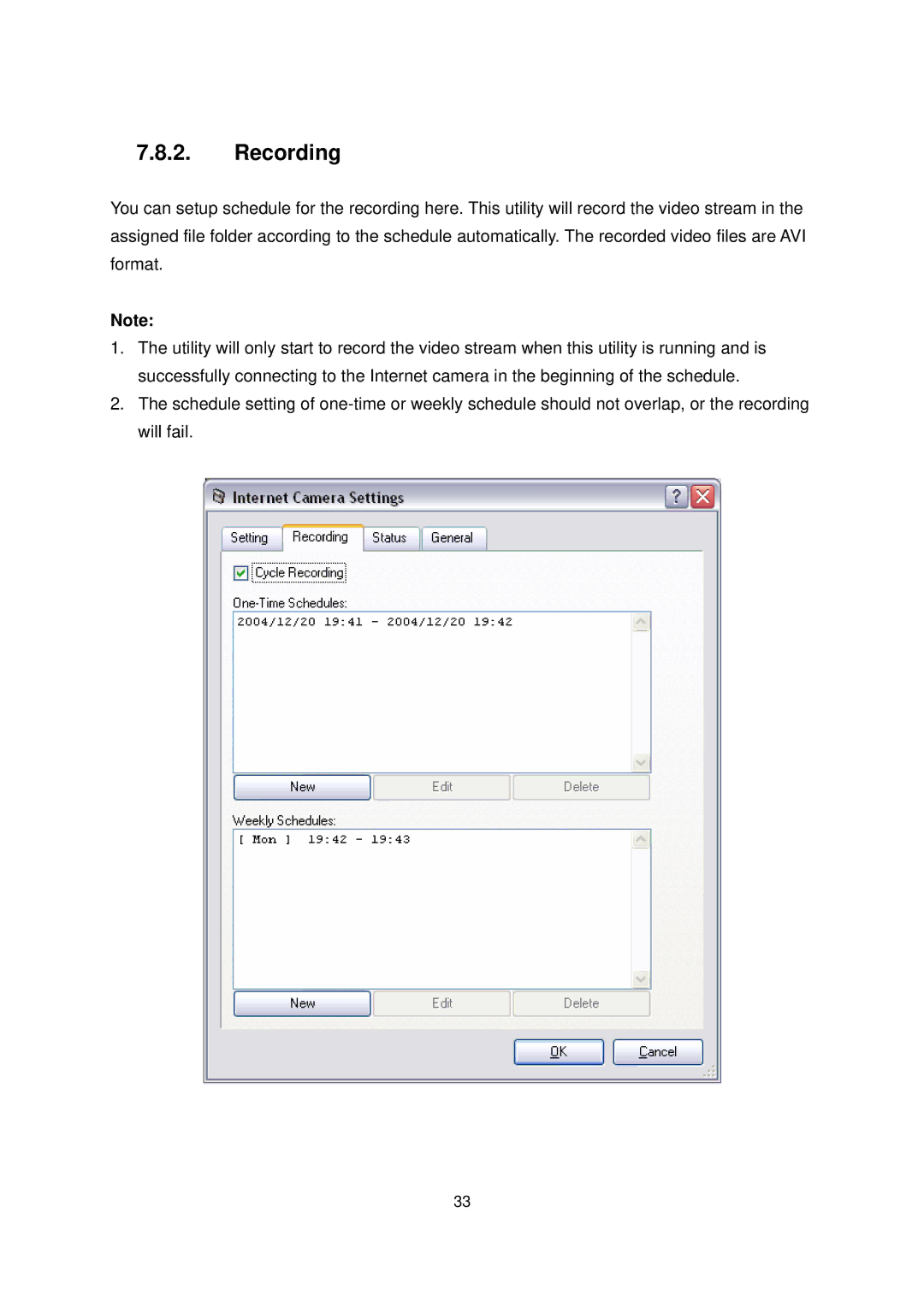 Edimax Technology IC-1000 user manual Recording 