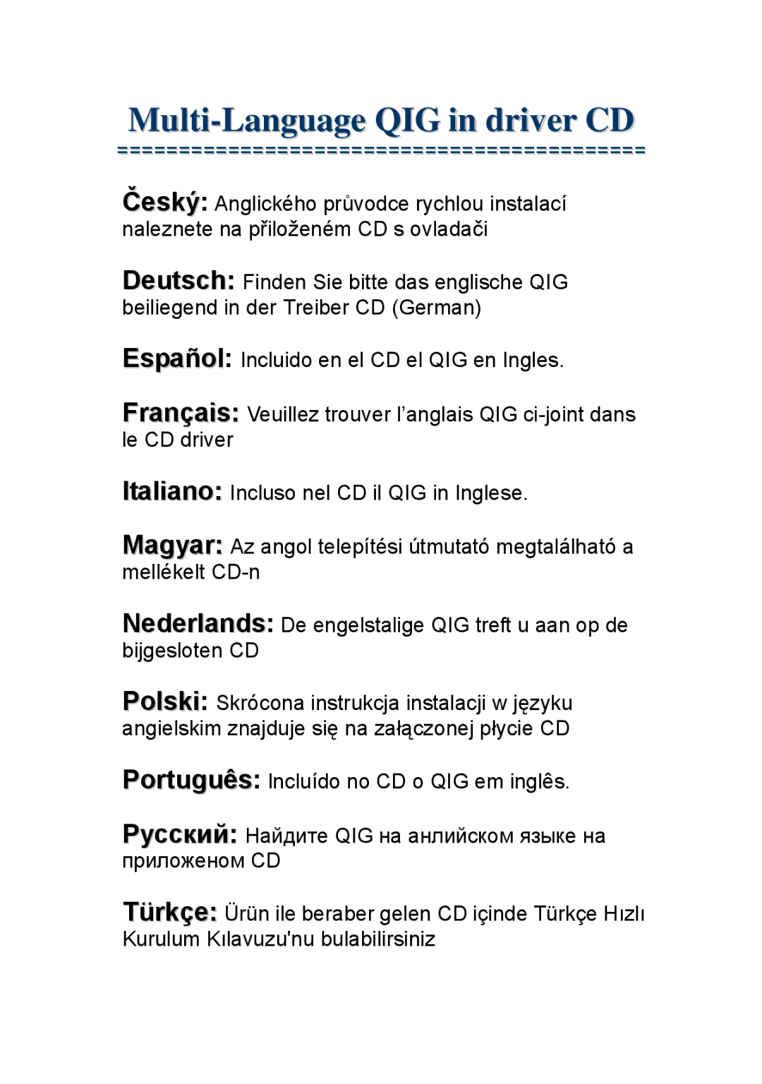 Edimax Technology IC-1500WG manual Multi-Language QIG in driver CD 