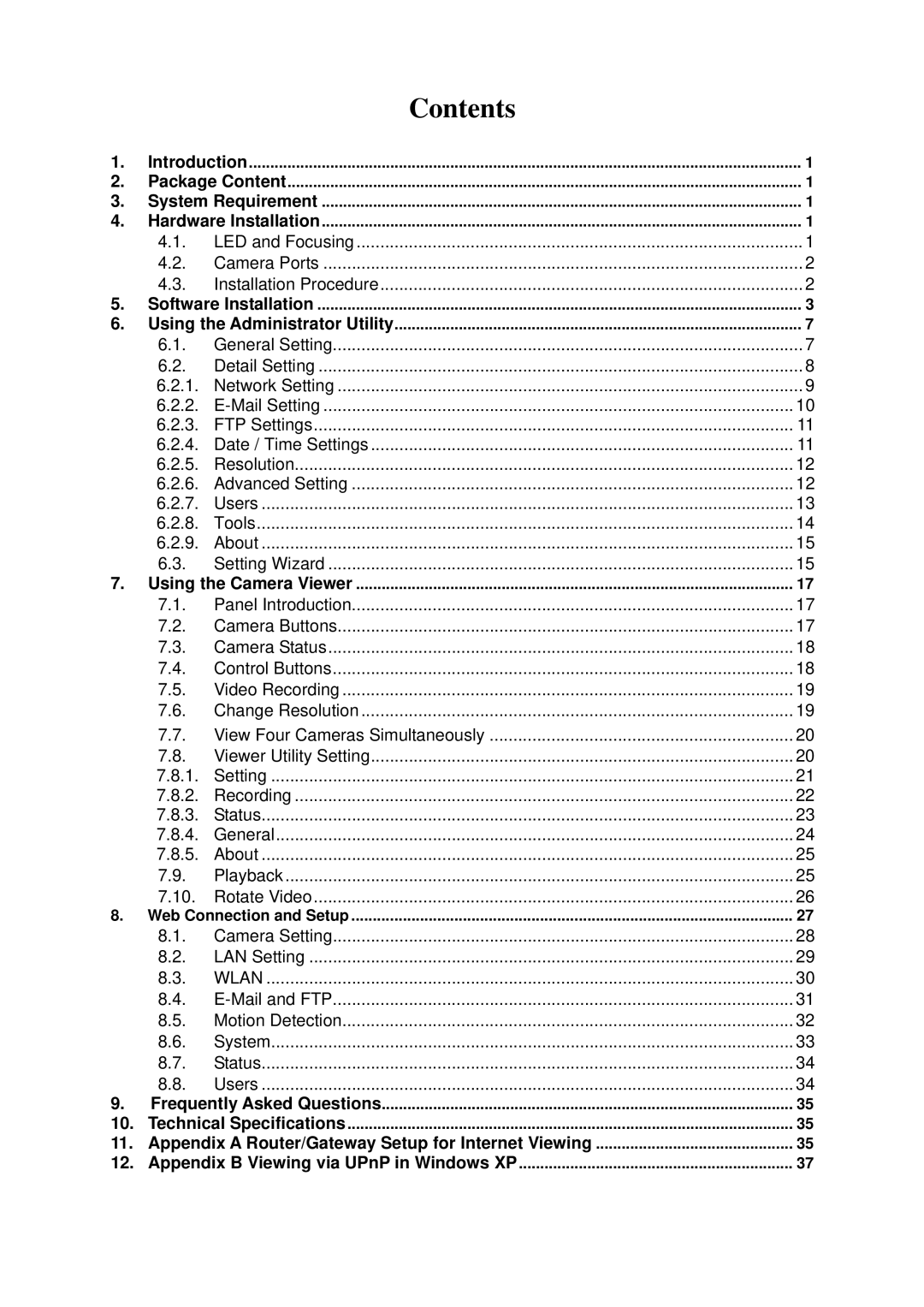 Edimax Technology IC-1500 manual Contents 